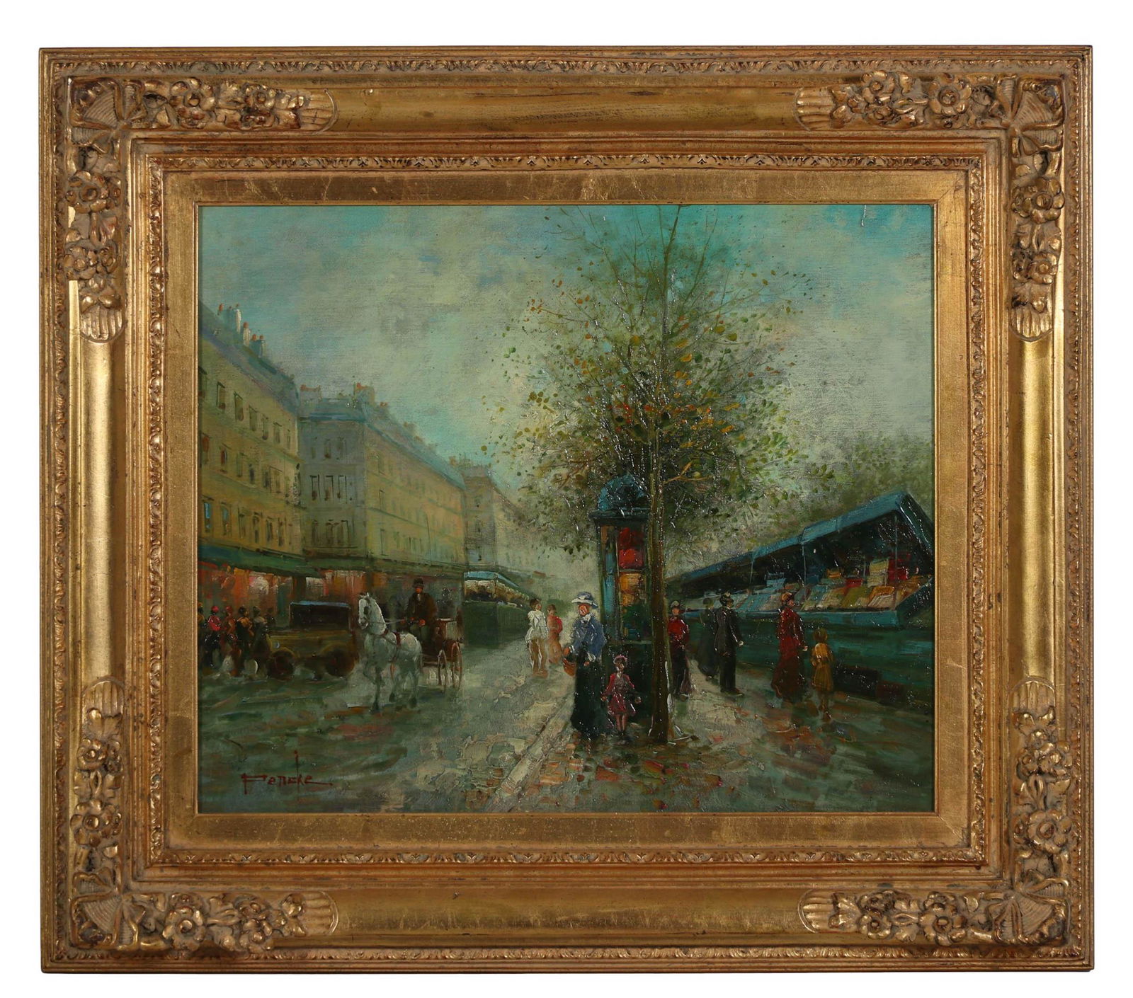 Te Pencke B.1926 French Street Market Oil Painting (1 of 4)