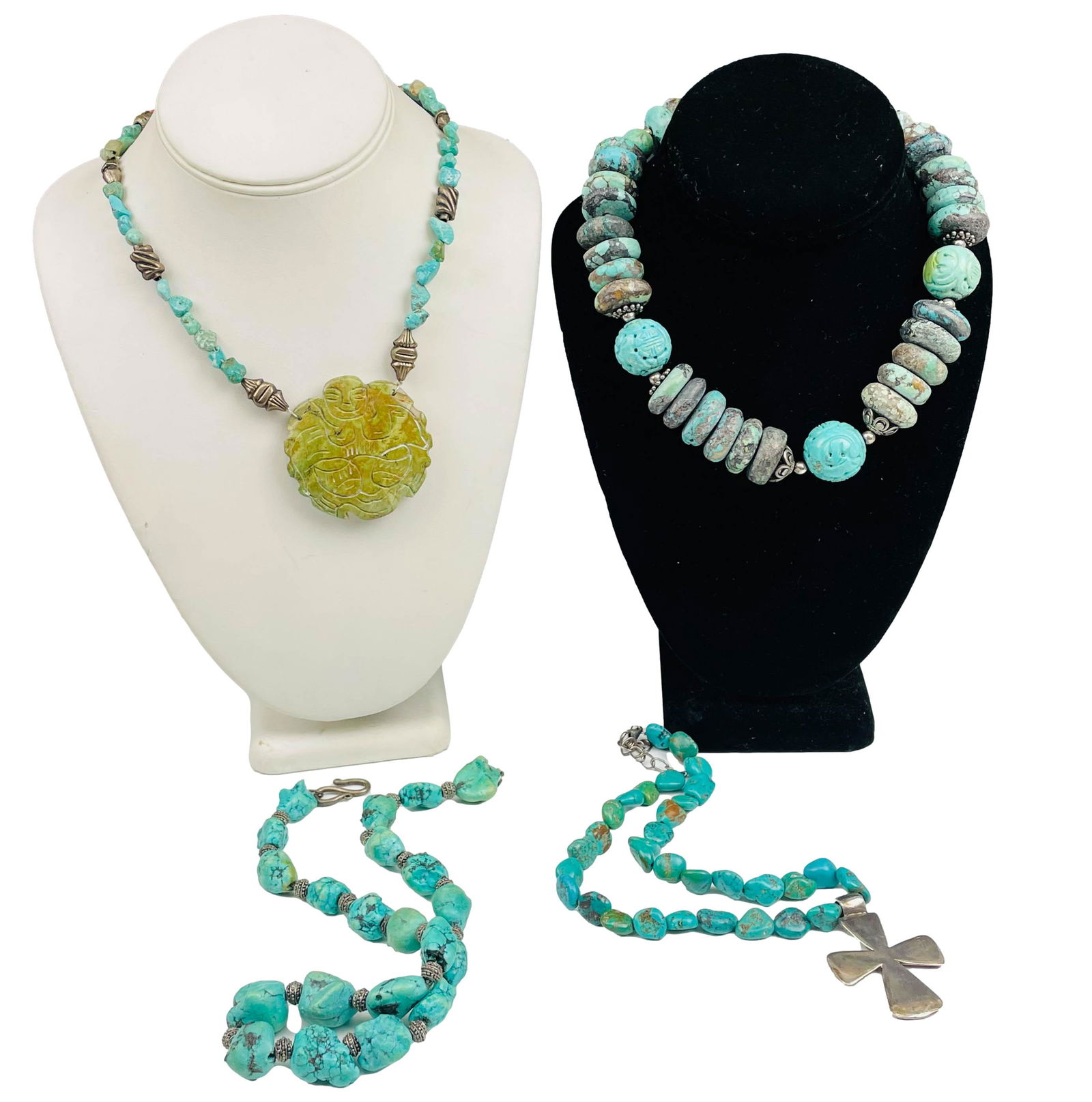 Native American 4pc Turquoise Nugget Necklace LOT (1 of 5)