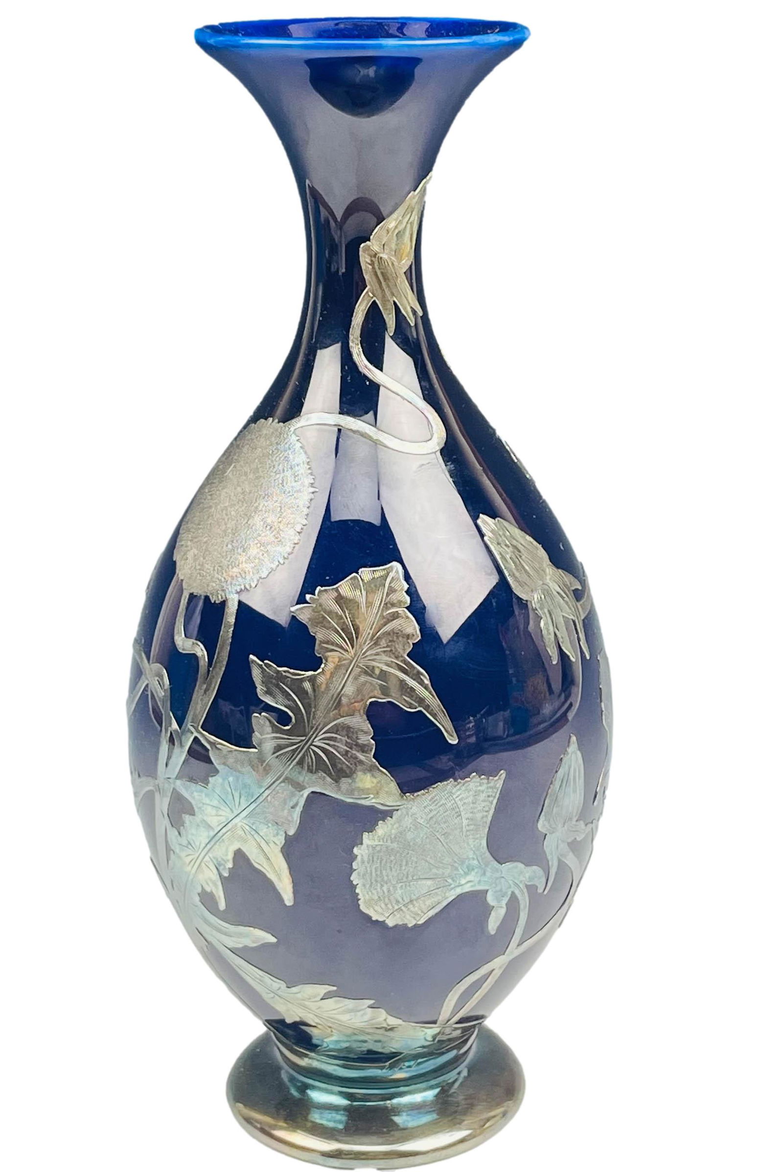 American Belleek Sterling Overlay Porcelain Vase (1 of 4)