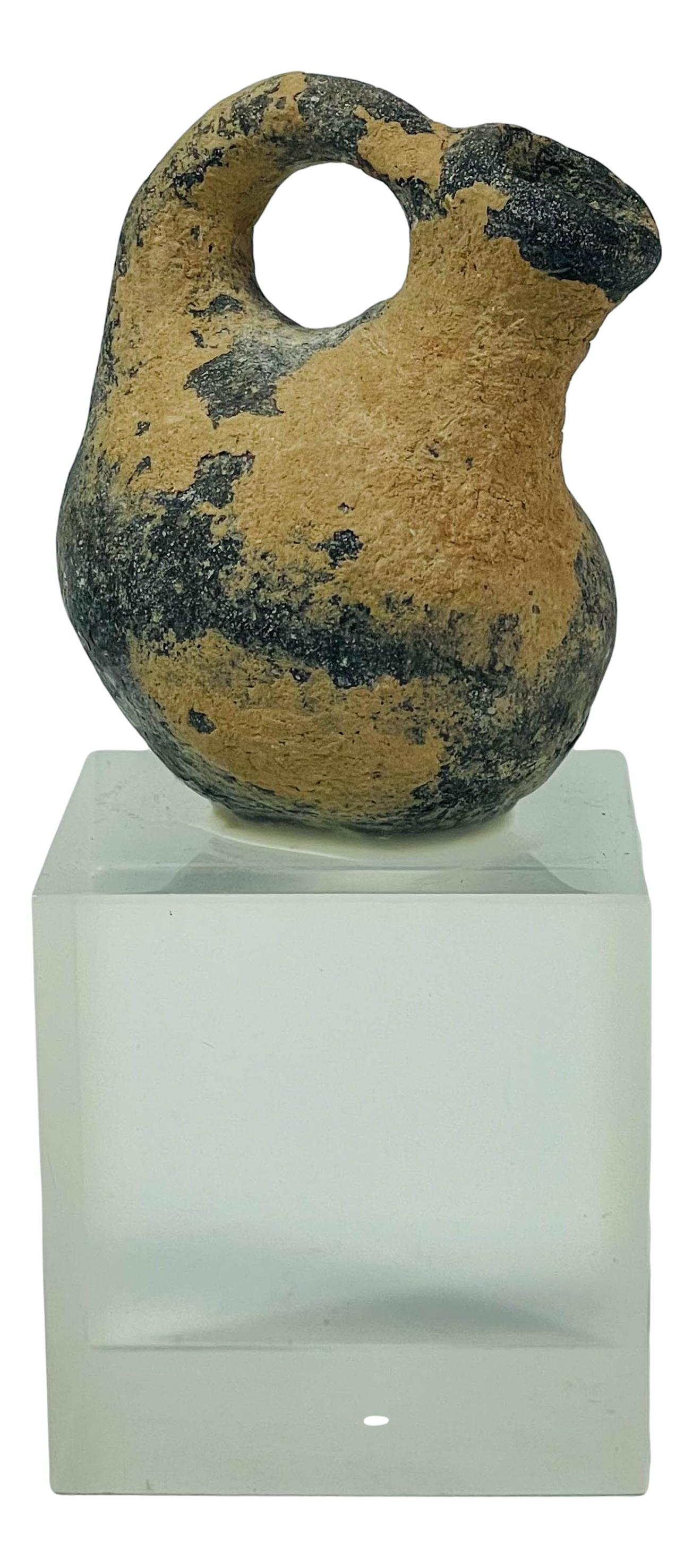 Ancient Style Miniature Pottery Vessel Lucite Base (1 of 4)