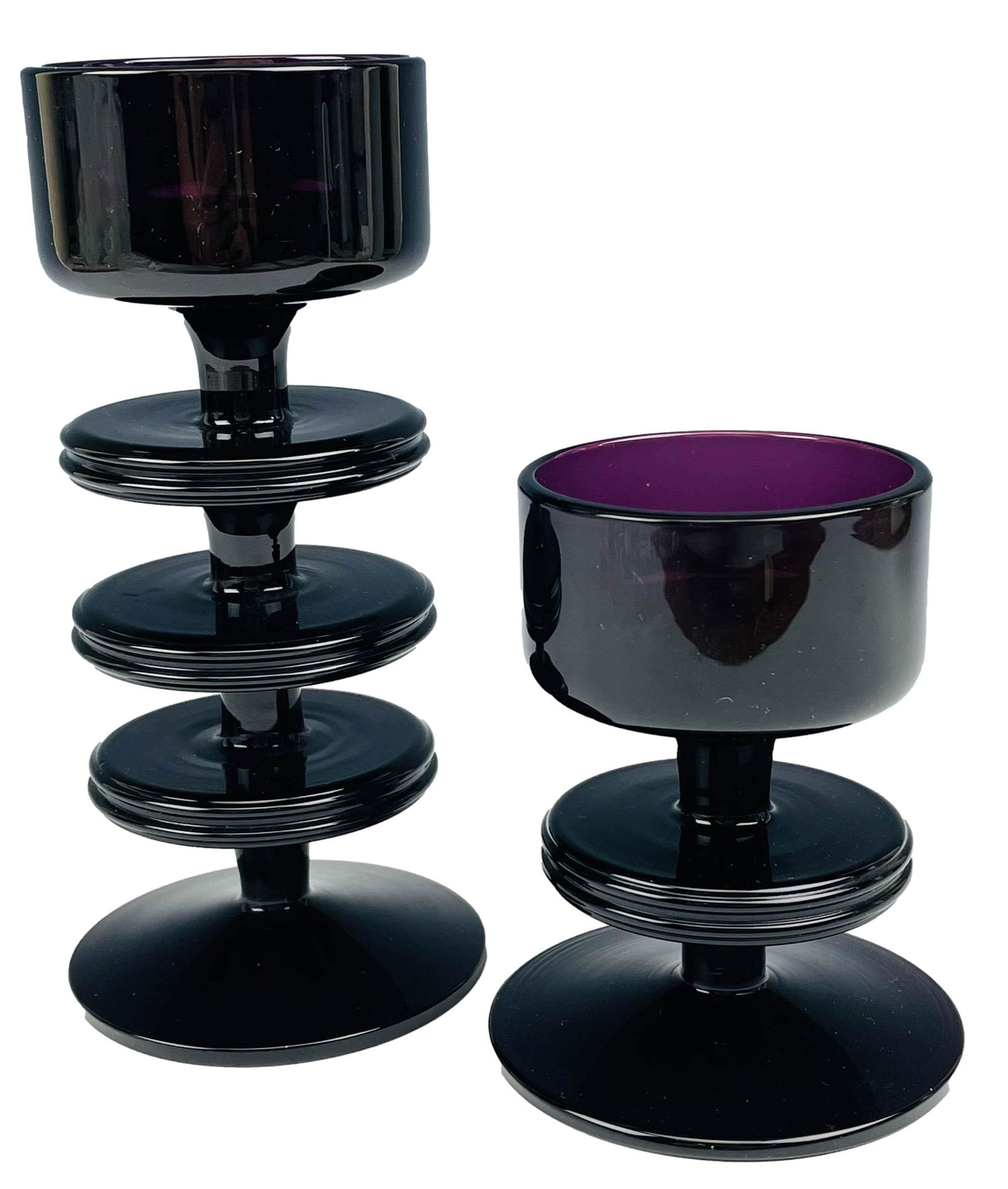 Wedgwood Sheringham Amethyst Glass Votive 2pc LOT (1 of 4)