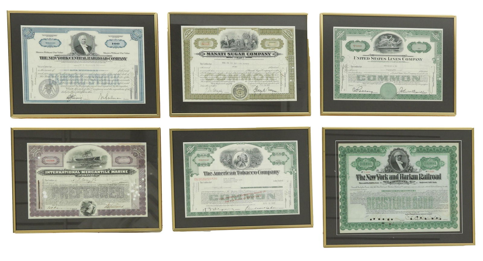 1900's to 1960's Stock Certificates FRAMED 6pc LOT (1 of 8)