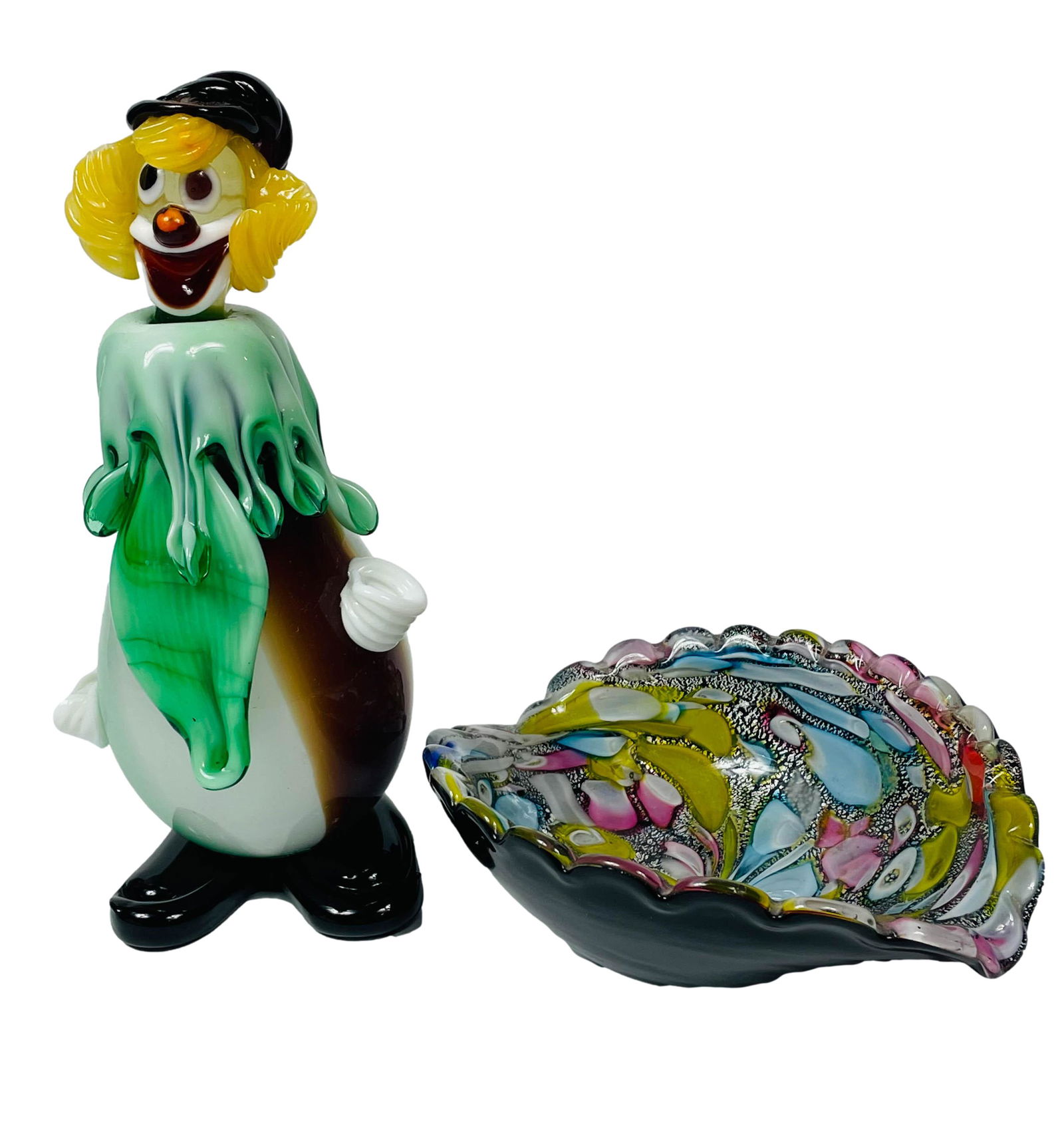Bimini & Murano Glass Bowl Circus Clown 2pc LOT (1 of 6)