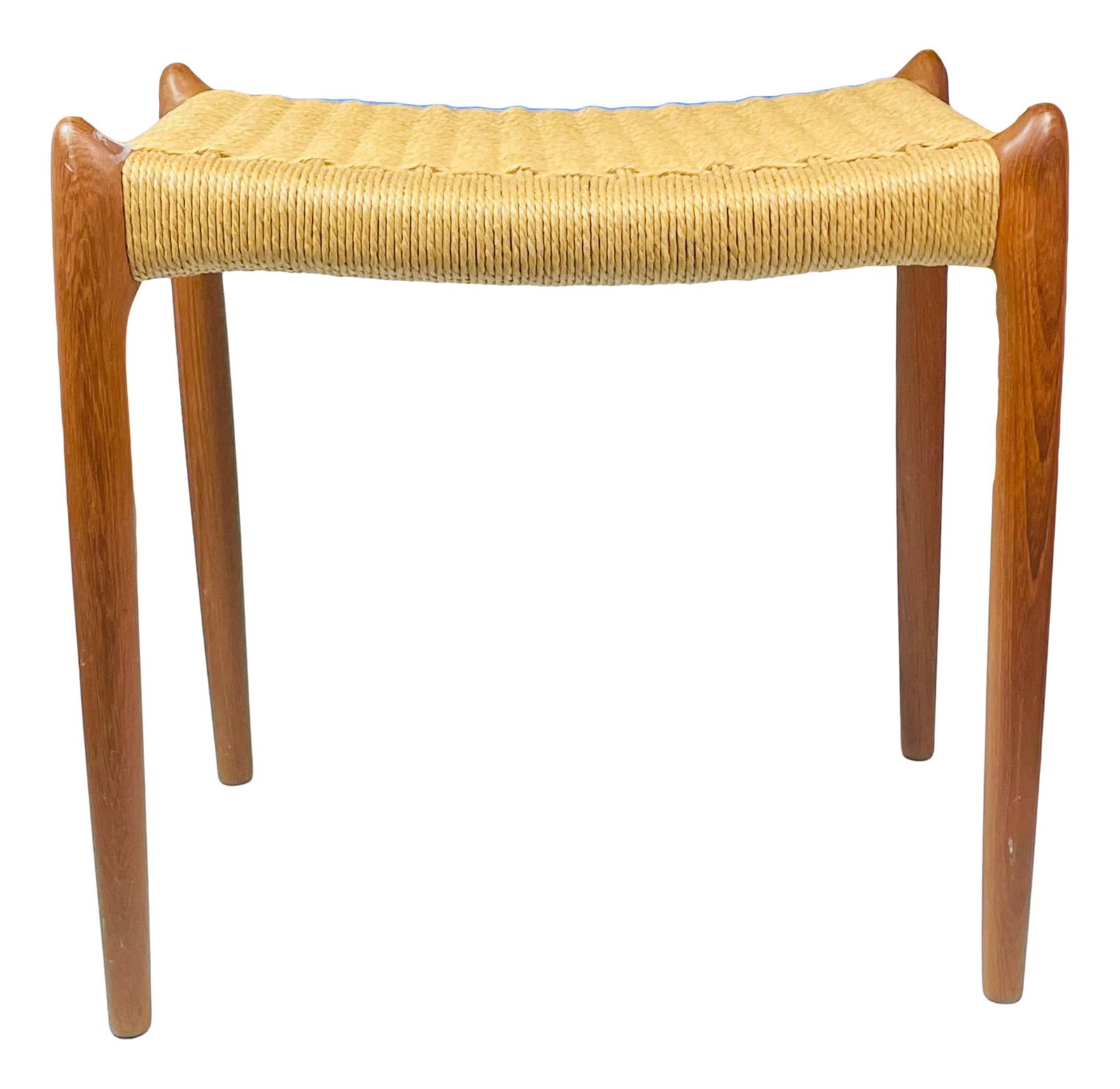 Danish Modern Teak and Paper Cord Woven Stool (1 of 7)