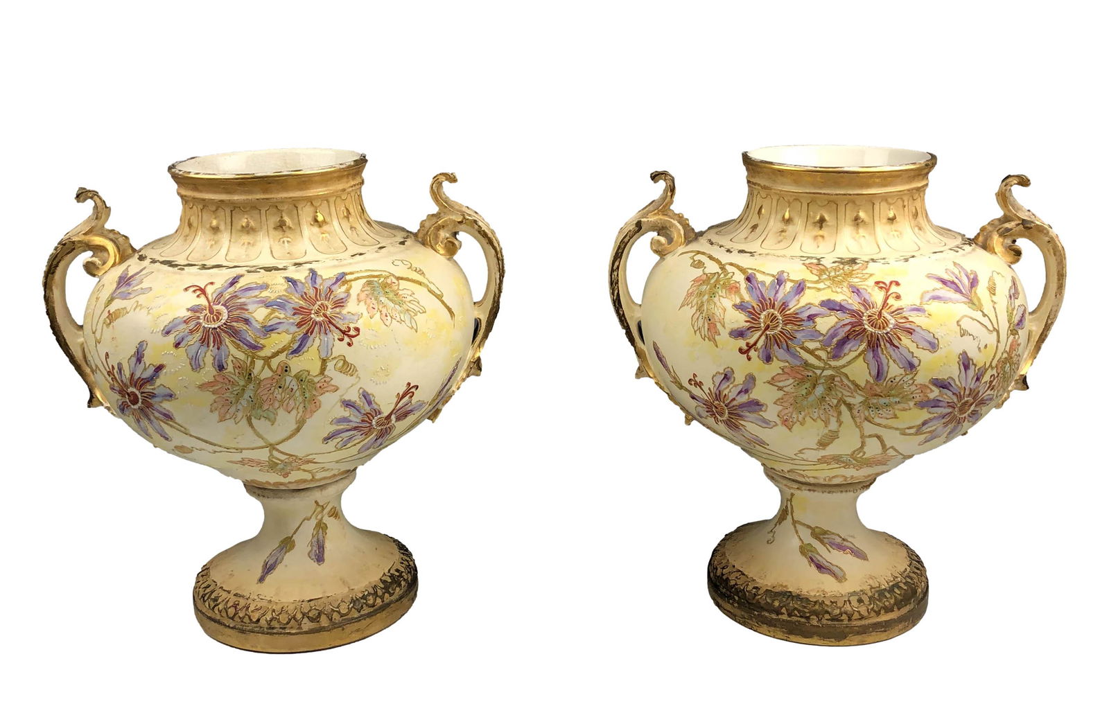 Royal Bonn German Porcelain Gilt Enamel Urns PAIR (1 of 10)
