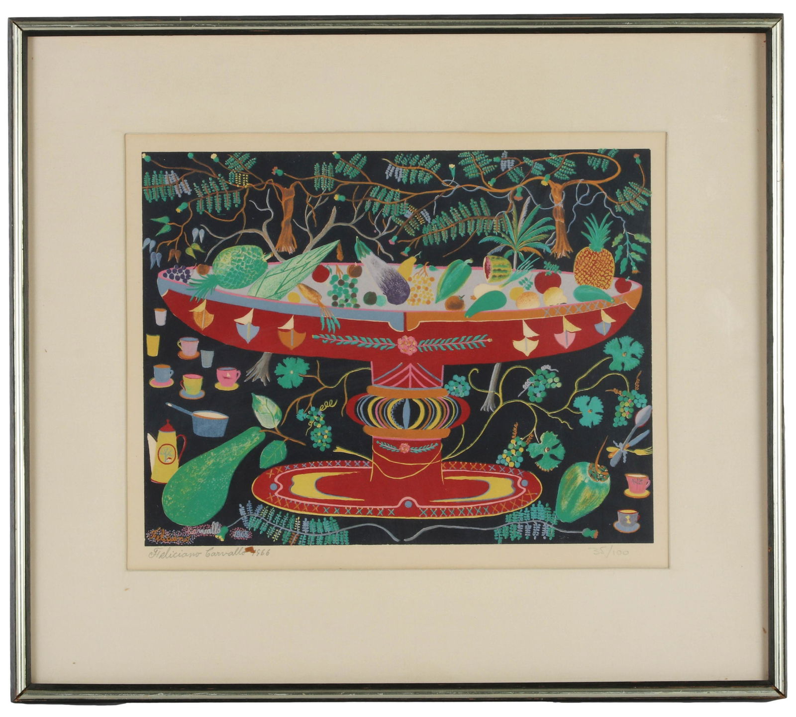 Feliciano Carvallo 1920-2012 Fruit Bowl Painting (1 of 5)