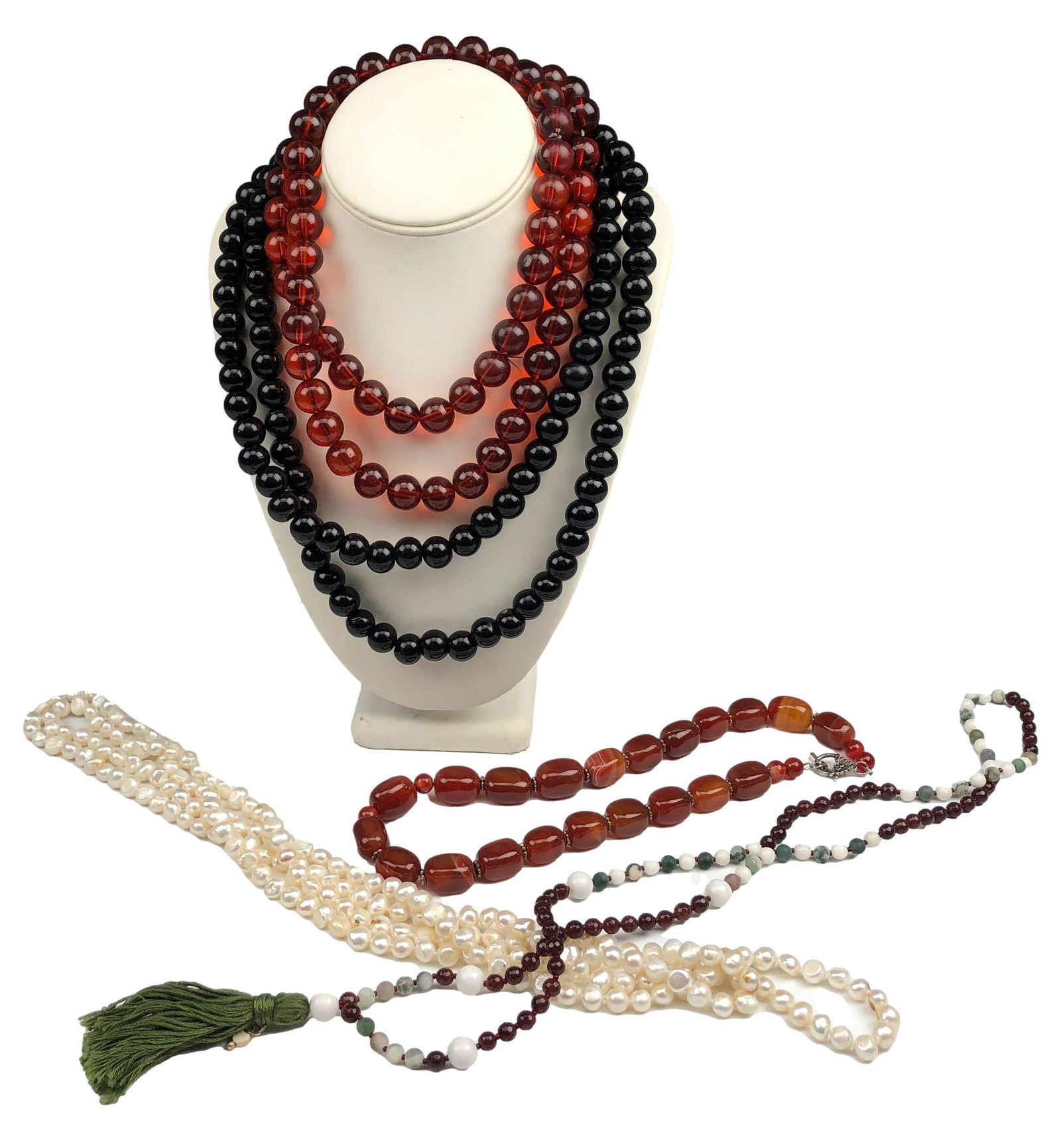 Freshwater Pearl Amber Carnelian Necklace 5pc LOT (1 of 6)