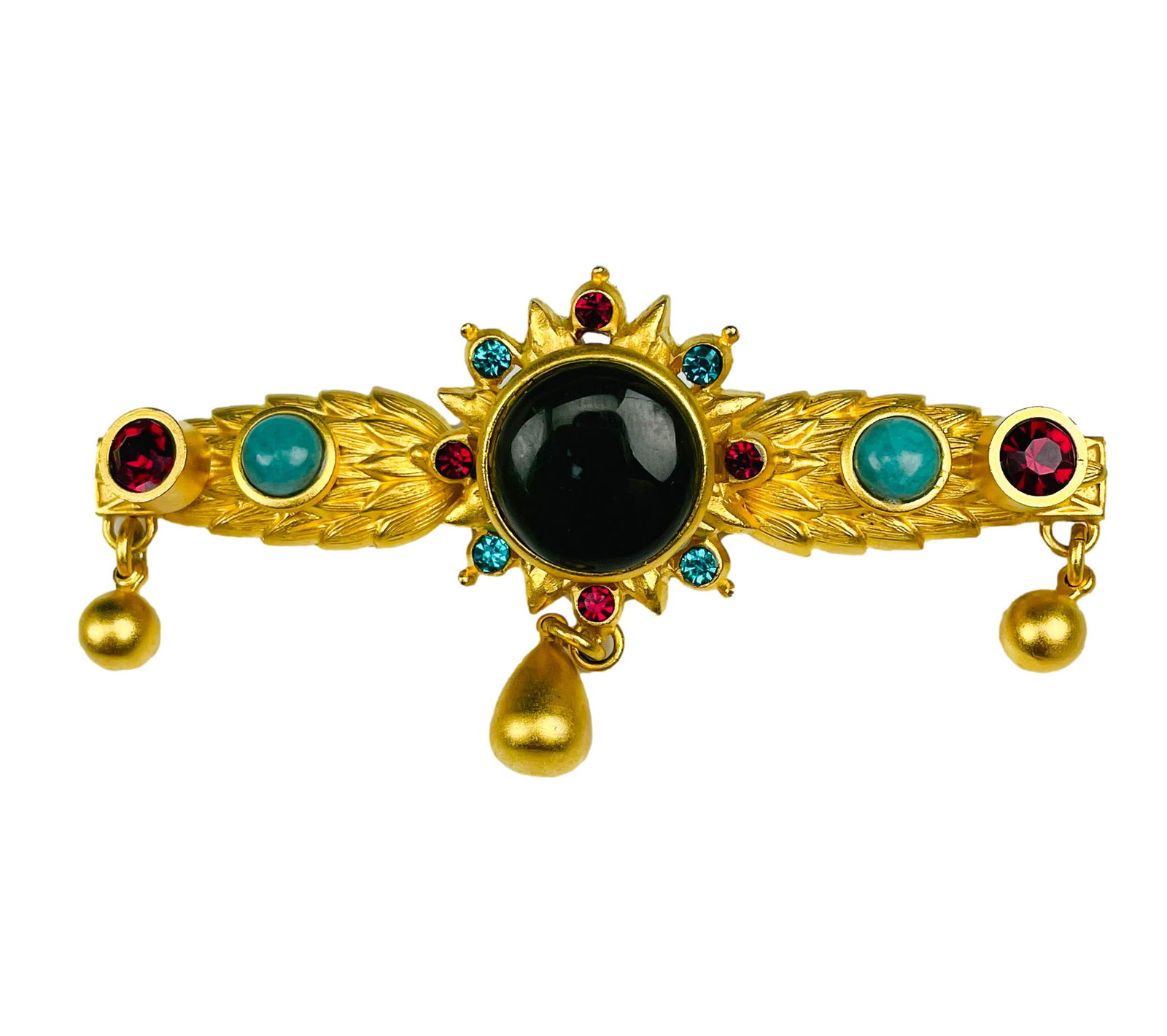 Natasha Stambouli Gold Plated Jeweled Brooch Pin (1 of 3)