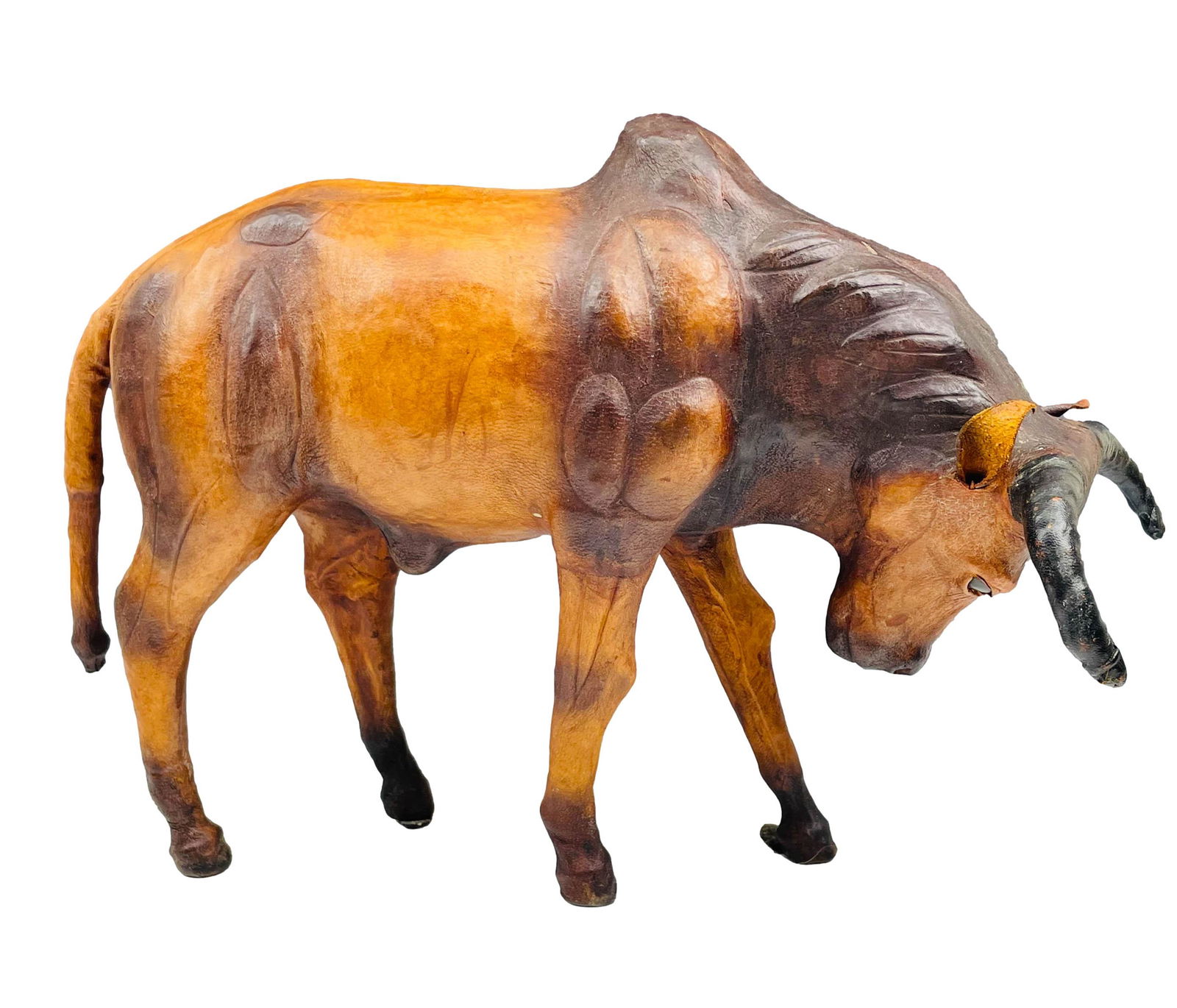 Mid Century Leather Clad Brahma Bull Sculpture (1 of 4)