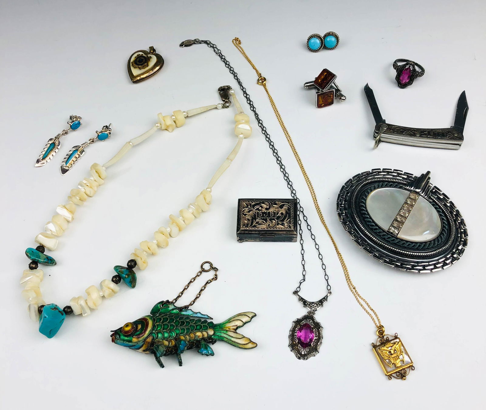 Sterling Silver 12pc Old Jewelry Pocket Knife LOT (1 of 13)