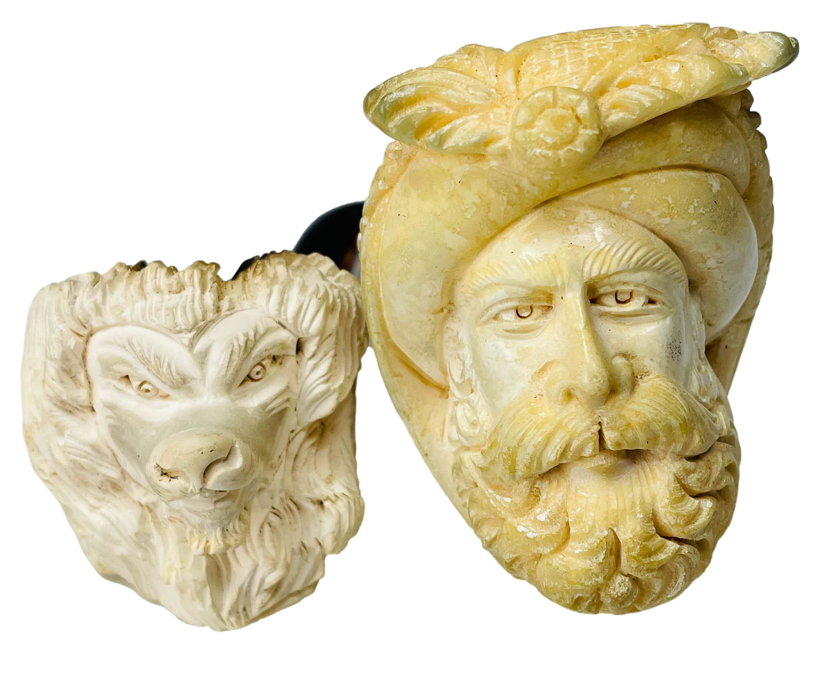 Meerschaum Sultan & Animal 2pc Smoking Pipe LOT (1 of 6)