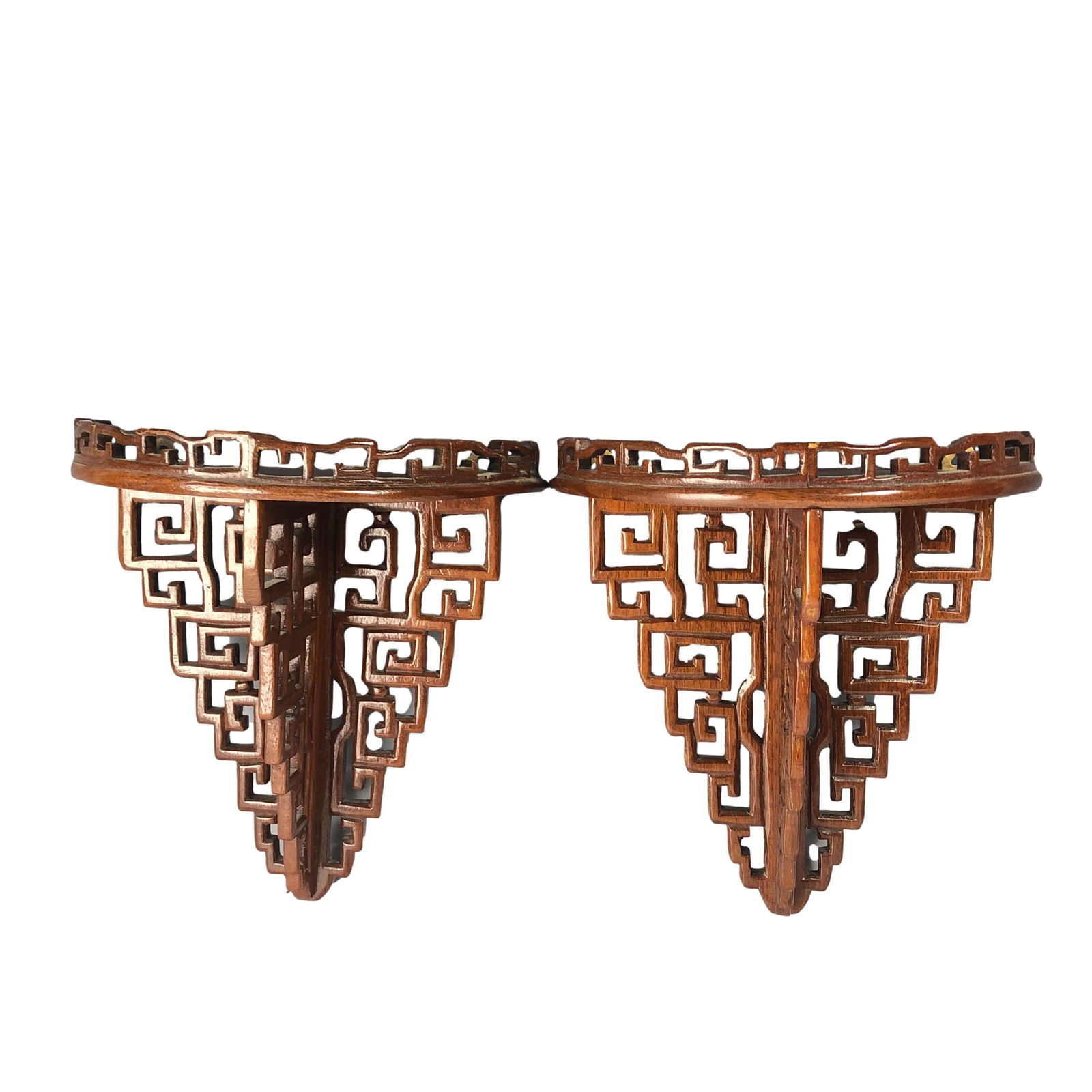 Antique Chinoiserie Carved Wood Wall Shelves PAIR (1 of 2)