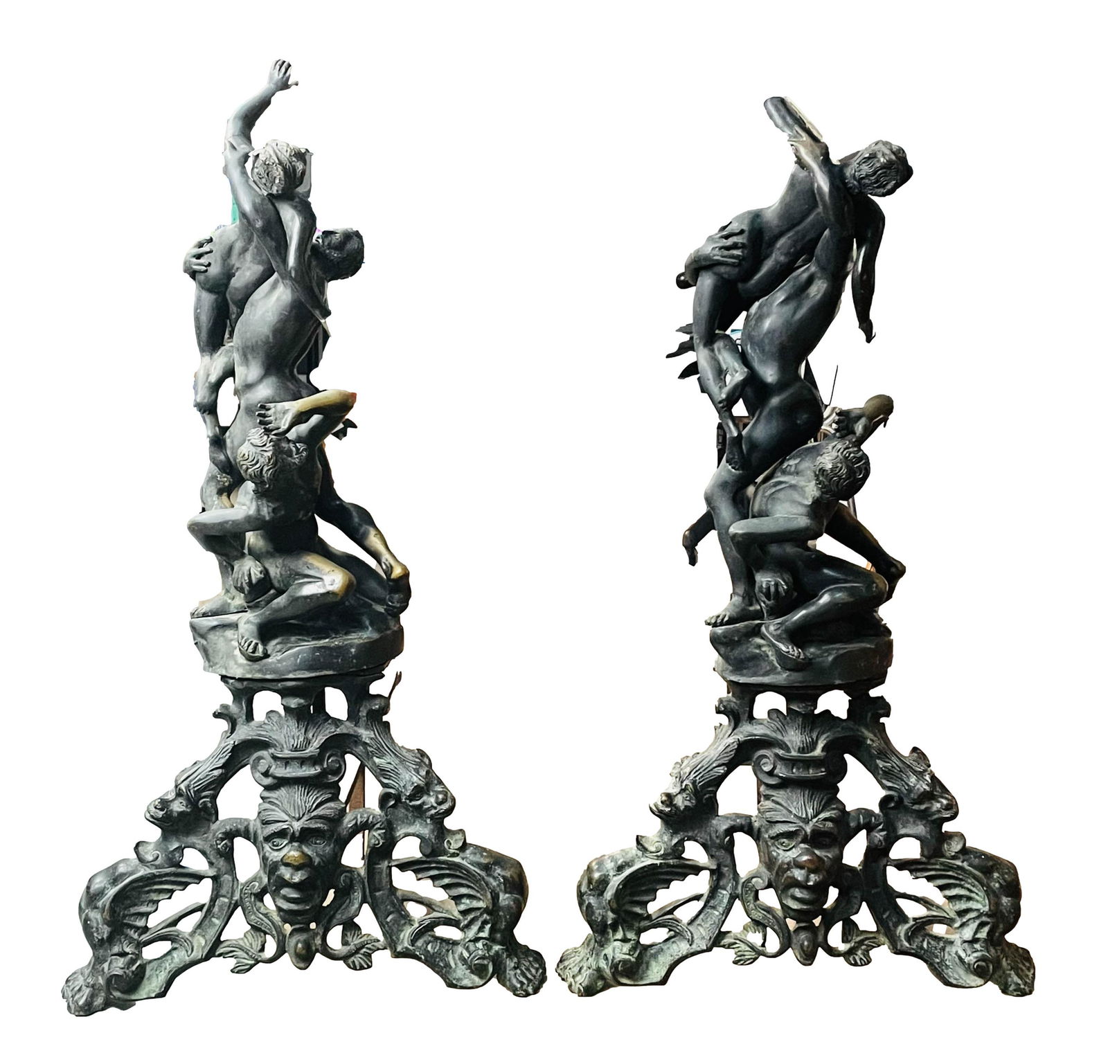 Renaissance Revival Andirons after Giambologna PR (1 of 3)