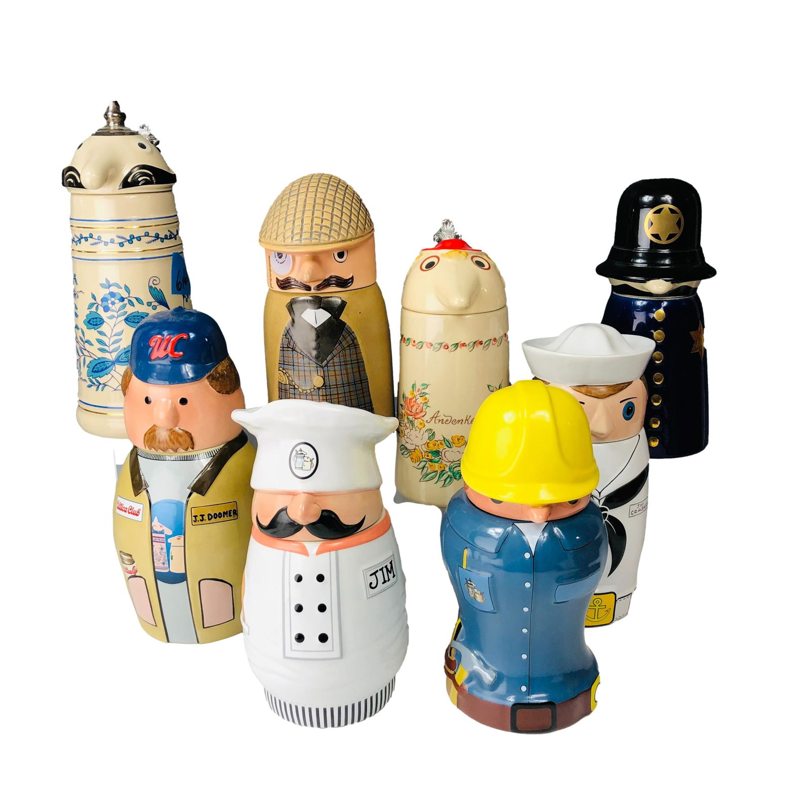 Webco Figural Bar Barware Beer Stein Mug 8 pc Lot (1 of 8)