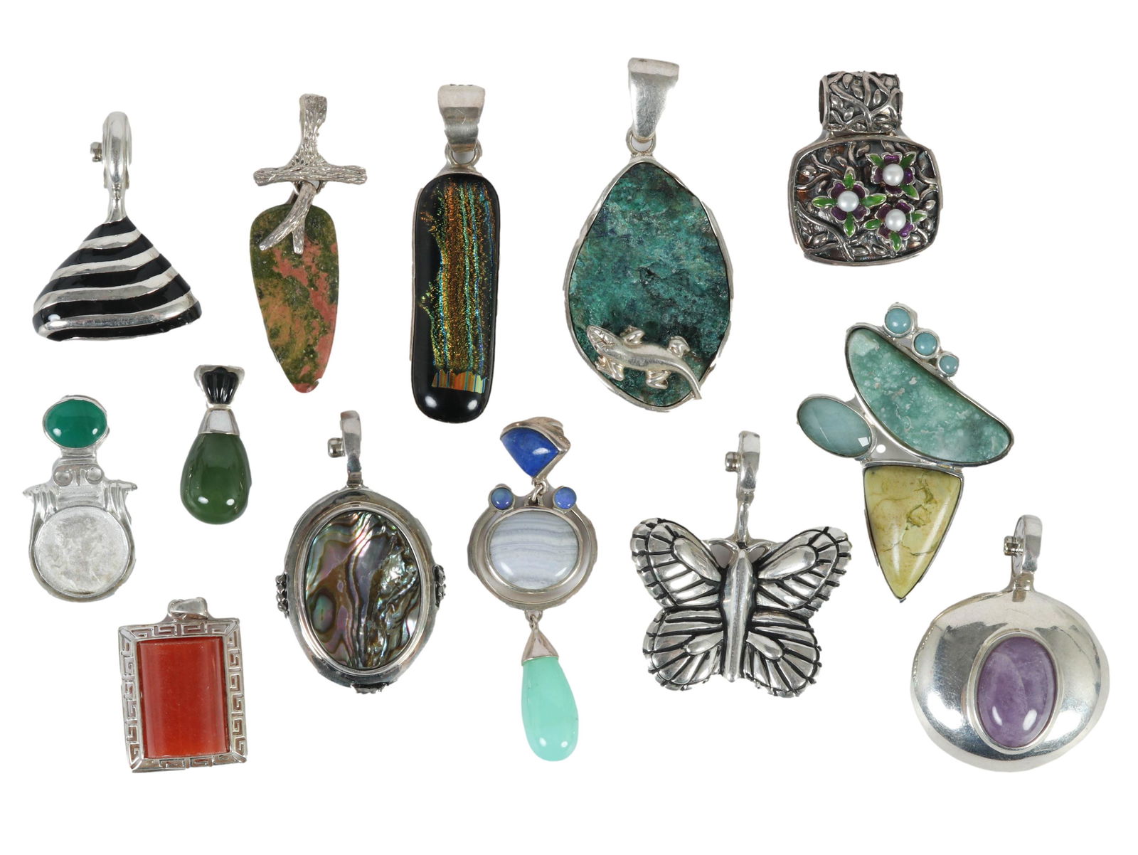 Sterling 925 w/ Gemstone Necklace Pendant 13pc Lot (1 of 5)