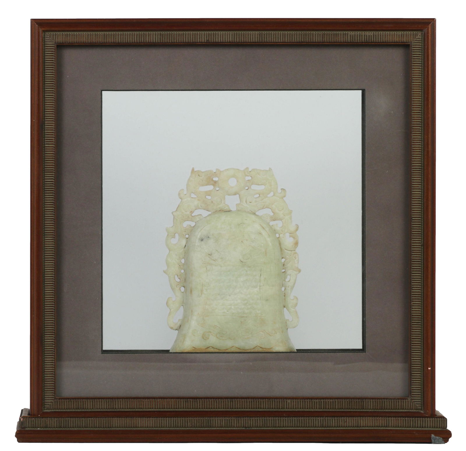 Chinese Celadon Jade Carved Sculpture in Shadowbox (1 of 4)
