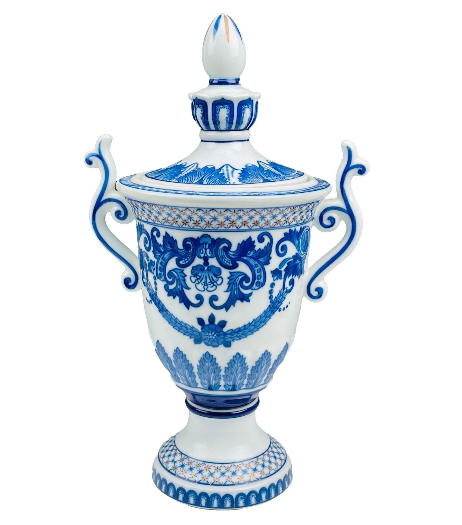 Bombay Chinese Blue & White Porcelain Handled Urn (1 of 4)