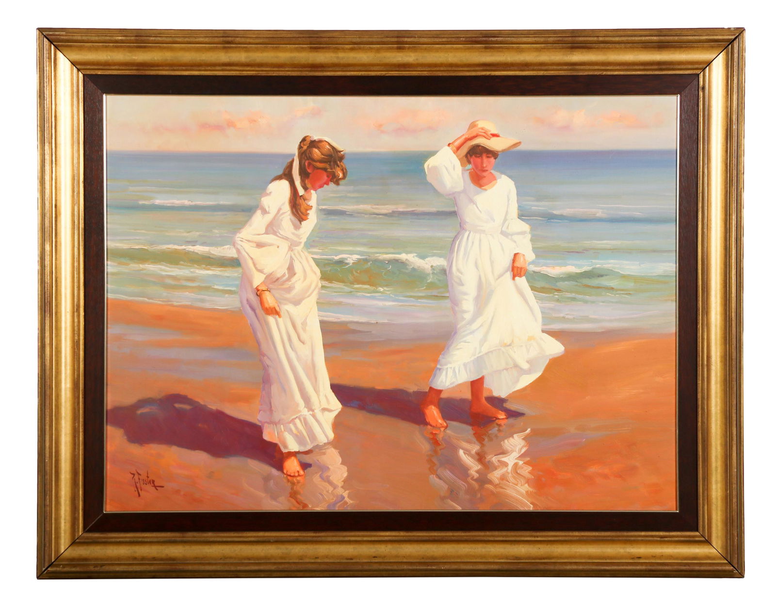 Rafael Fuster Insa b.1934 Beach Sisters Painting (1 of 5)