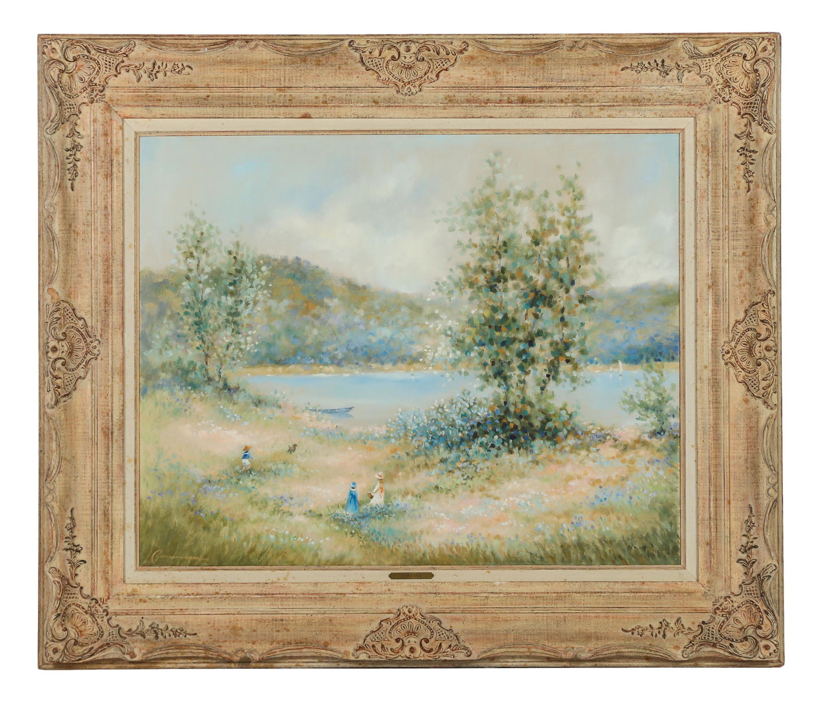 Rowenna 20C Summer Time Figural Landscape Painting (1 of 6)