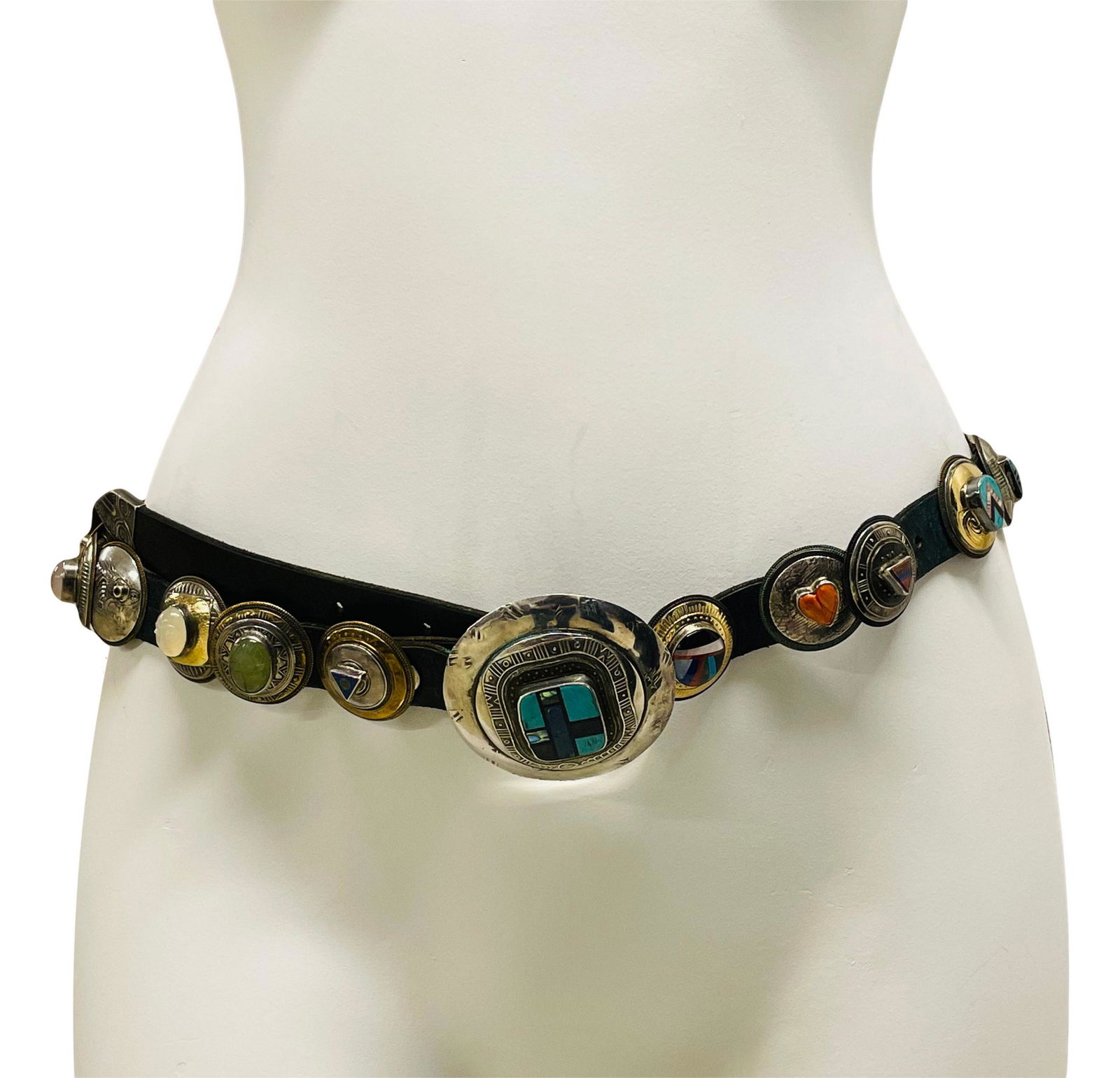 Tabra Tunoa Mixed Metal Multi Gemstone Concho Belt (1 of 4)
