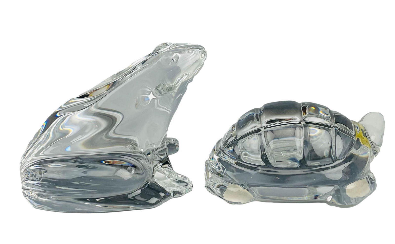 Baccarat Crystal Frog Turtle 2pc Paperweight LOT (1 of 5)