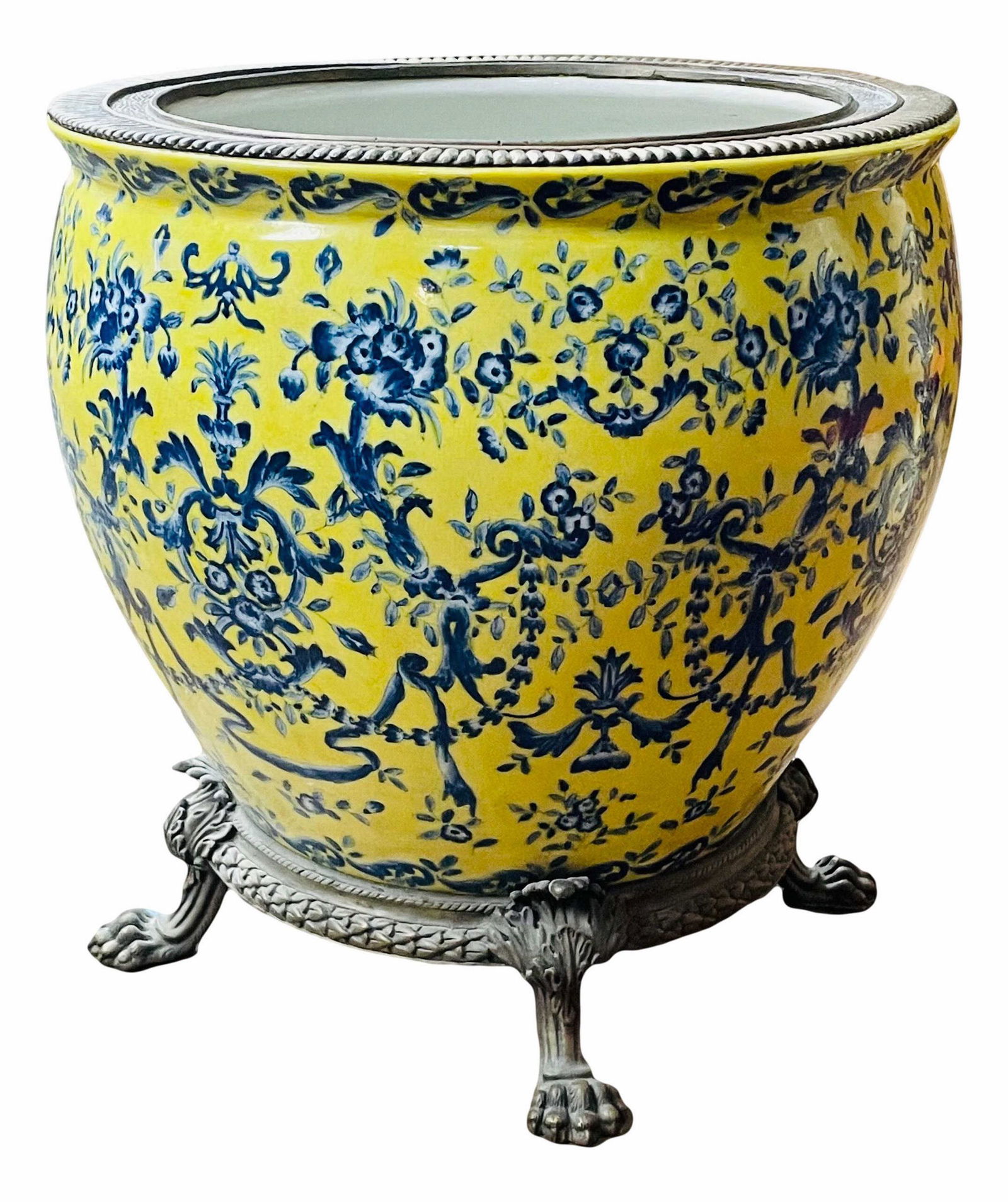 French Style Porcelain Bronze Mounted Planter Vase (1 of 5)