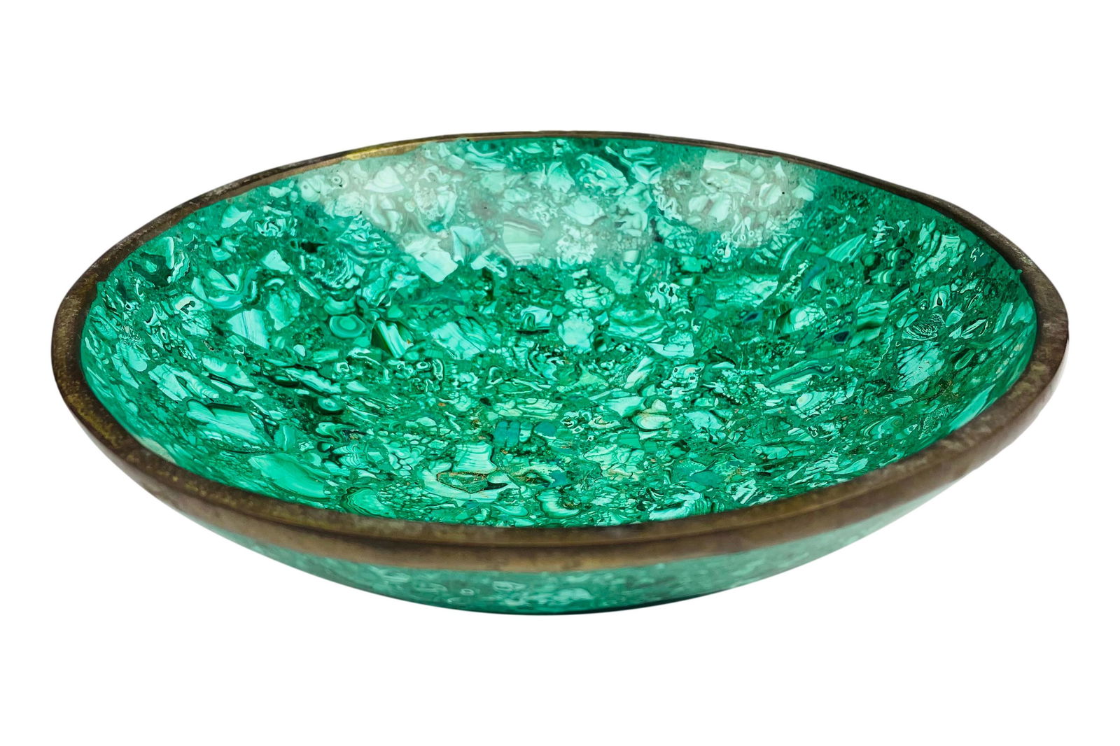 Green Malachite Stone Bronze Mounted Serving Bowl (1 of 3)