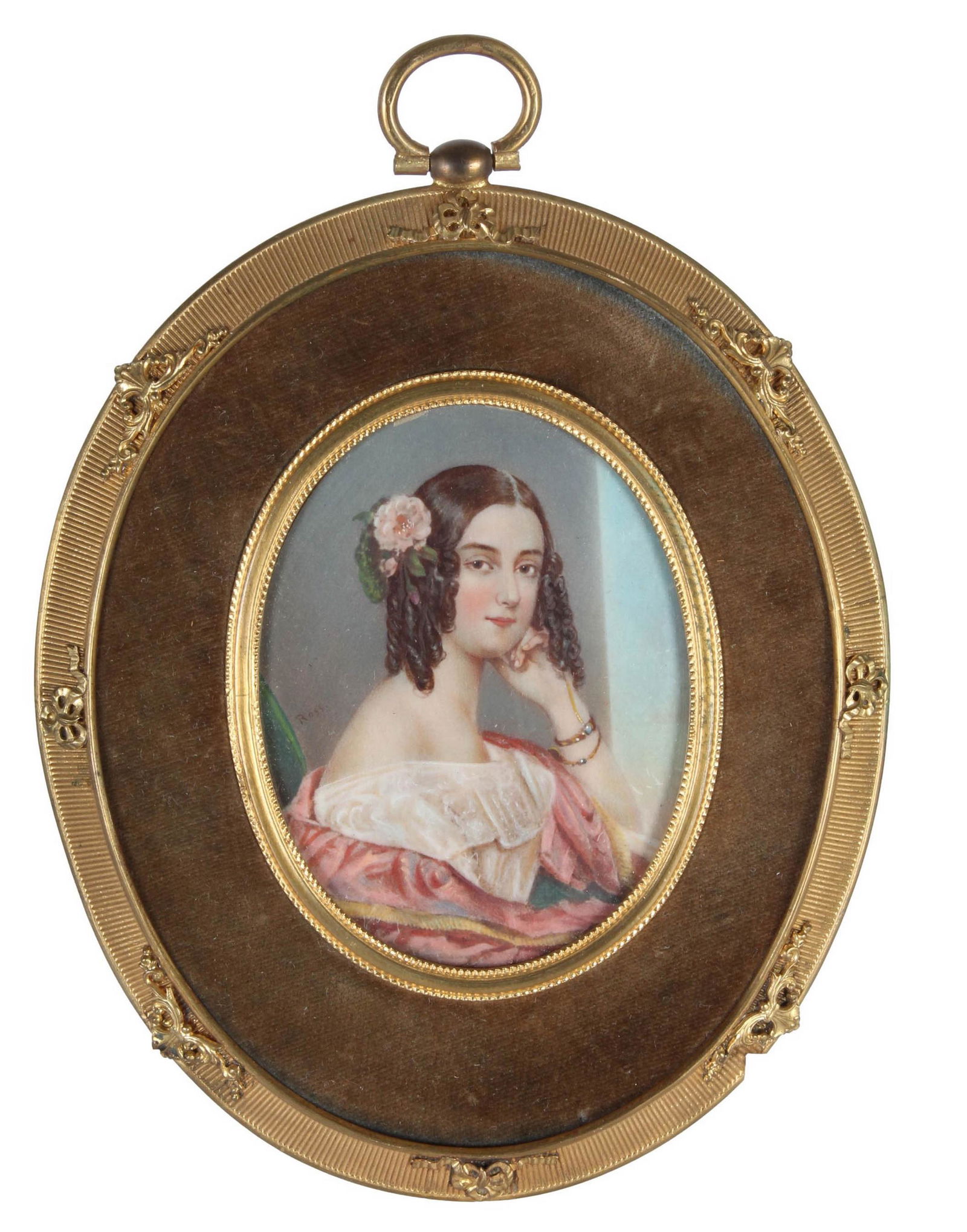 Antique French Victorian Lady Portrait Painting (1 of 4)