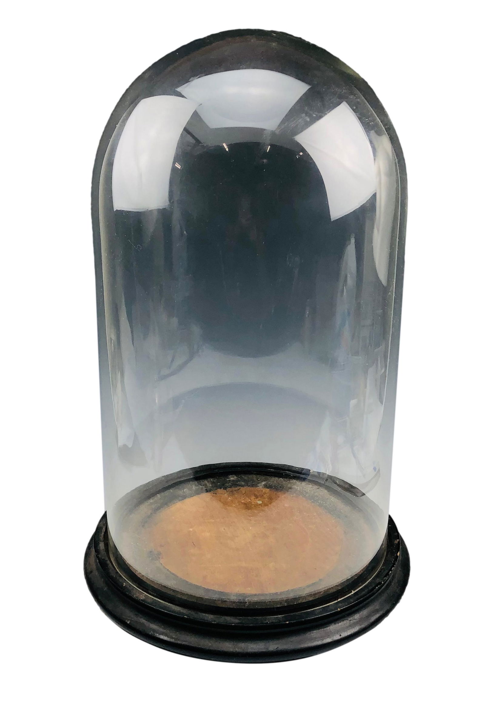 Victorian Era Large Wood Base Cloche Glass Dome (1 of 4)
