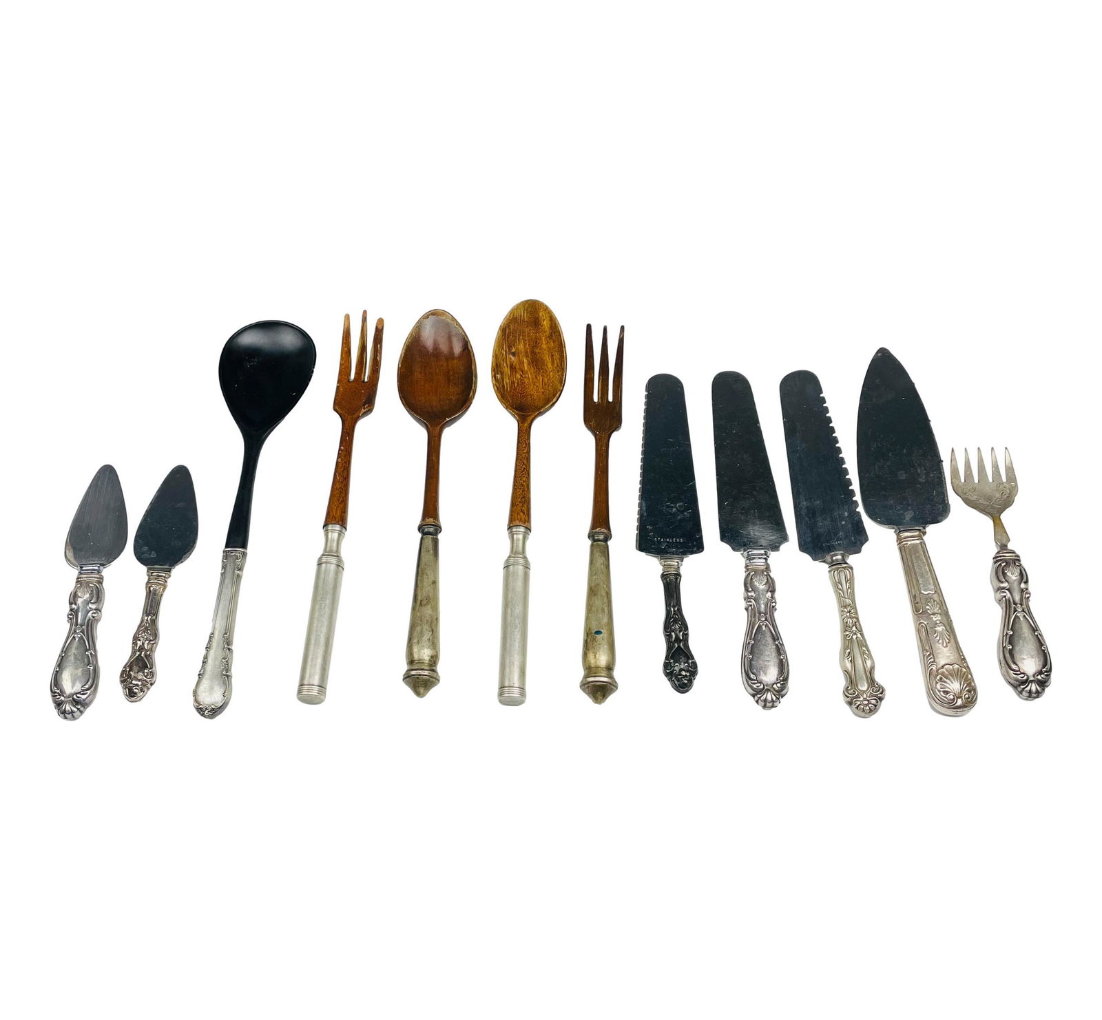 Sterling 925 Handle 12pc Wood Bowl Serving Utensil (1 of 11)