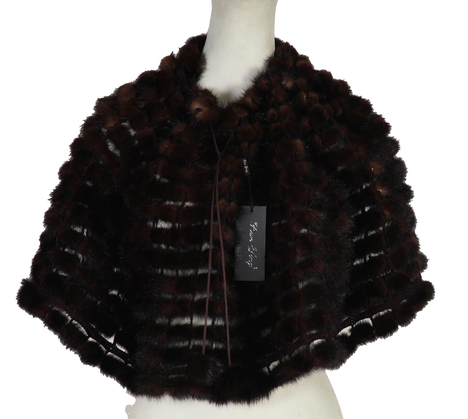 Ran Ying Denmark Brown Mink Fur Womens Poncho (1 of 3)