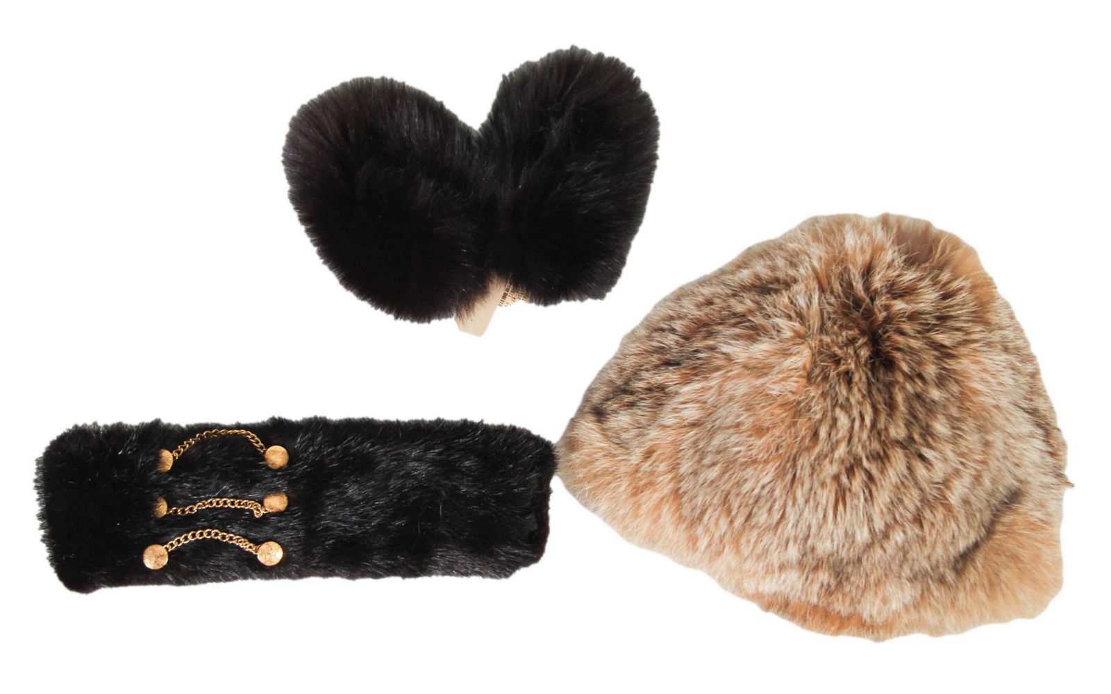 Genuine Mink Fur Cap Headband Cuffs 3pc ESTATE LOT (1 of 4)