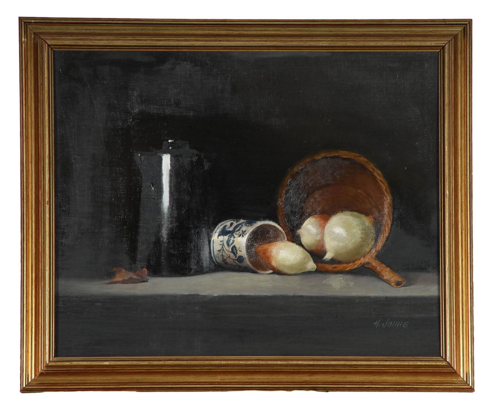 Harold Johns Kettle Basket Still Life Oil Painting (1 of 4)