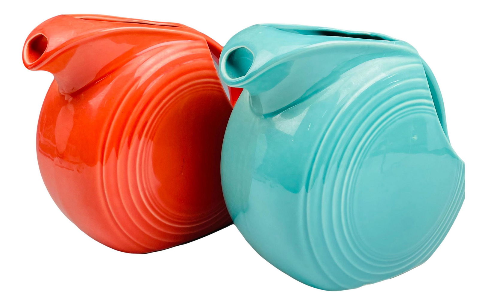 Fiesta Sea Mist & Red Coral Disc Pitcher 2pc LOT (1 of 5)