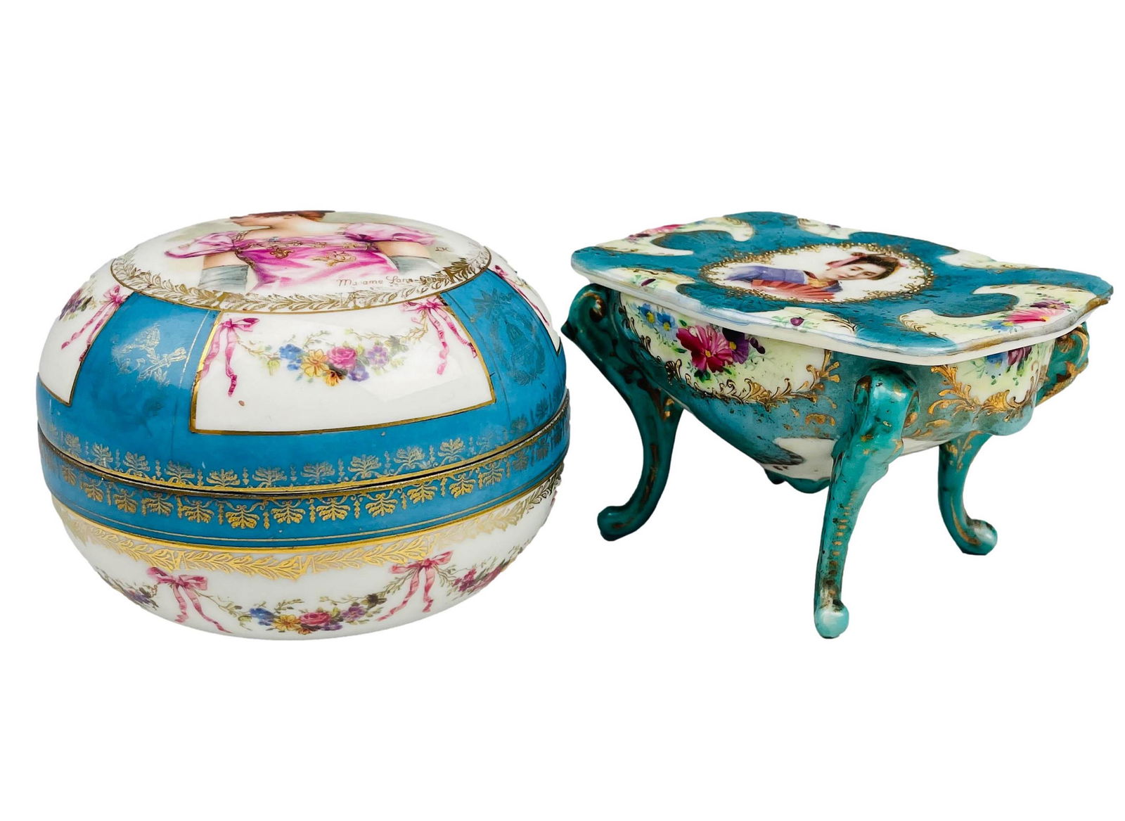 Capodimonte Porcelain Portrait Vanity Box 2pc LOT (1 of 8)