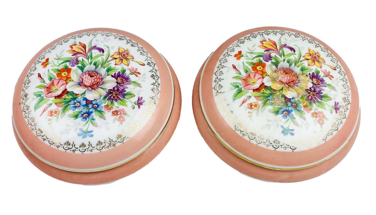 Limoges France Porcelain Floral Vanity Boxes PAIR (1 of 3)