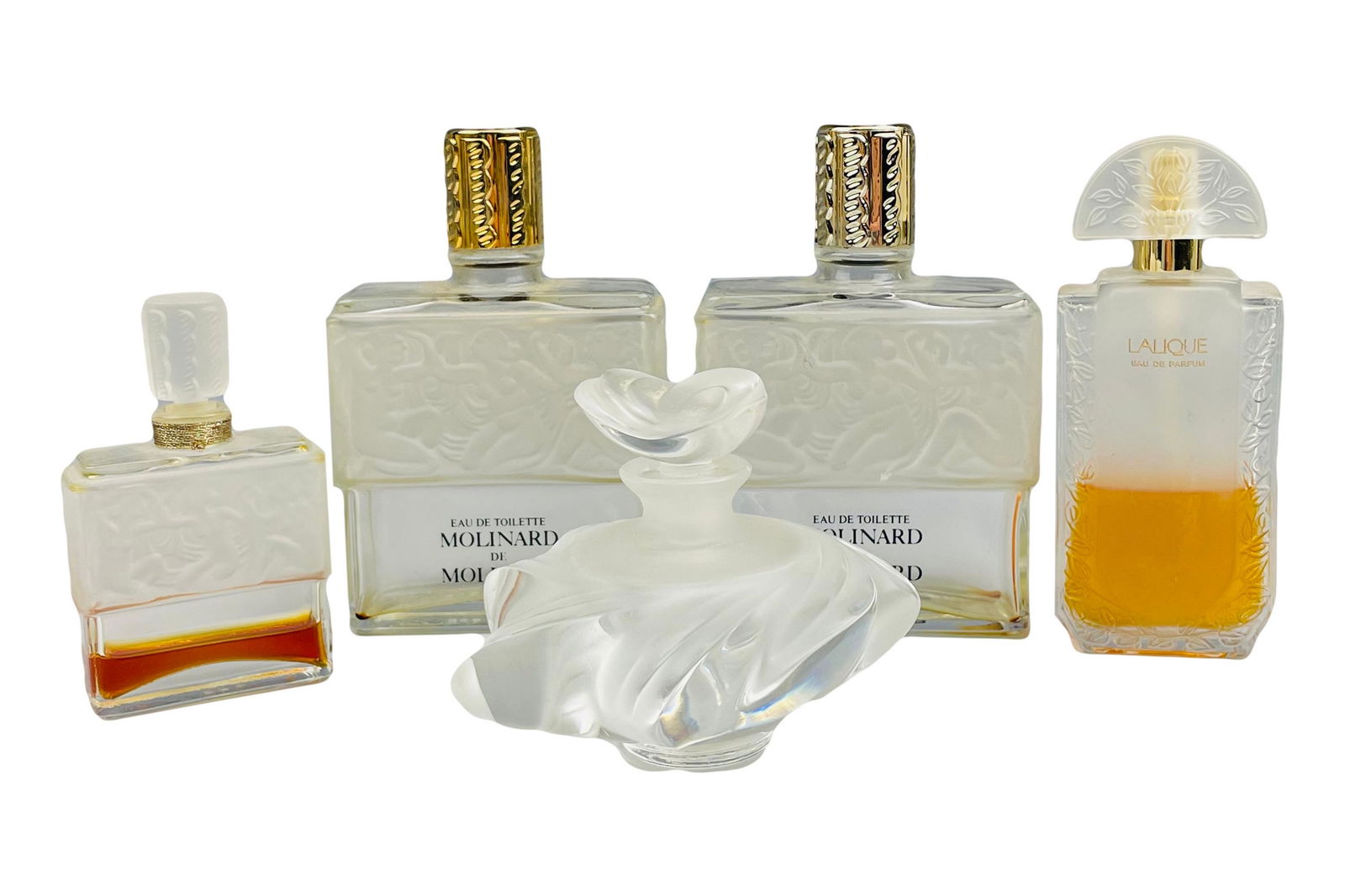 Lalique French Crystal Perfume Bottles 5pc LOT (1 of 3)