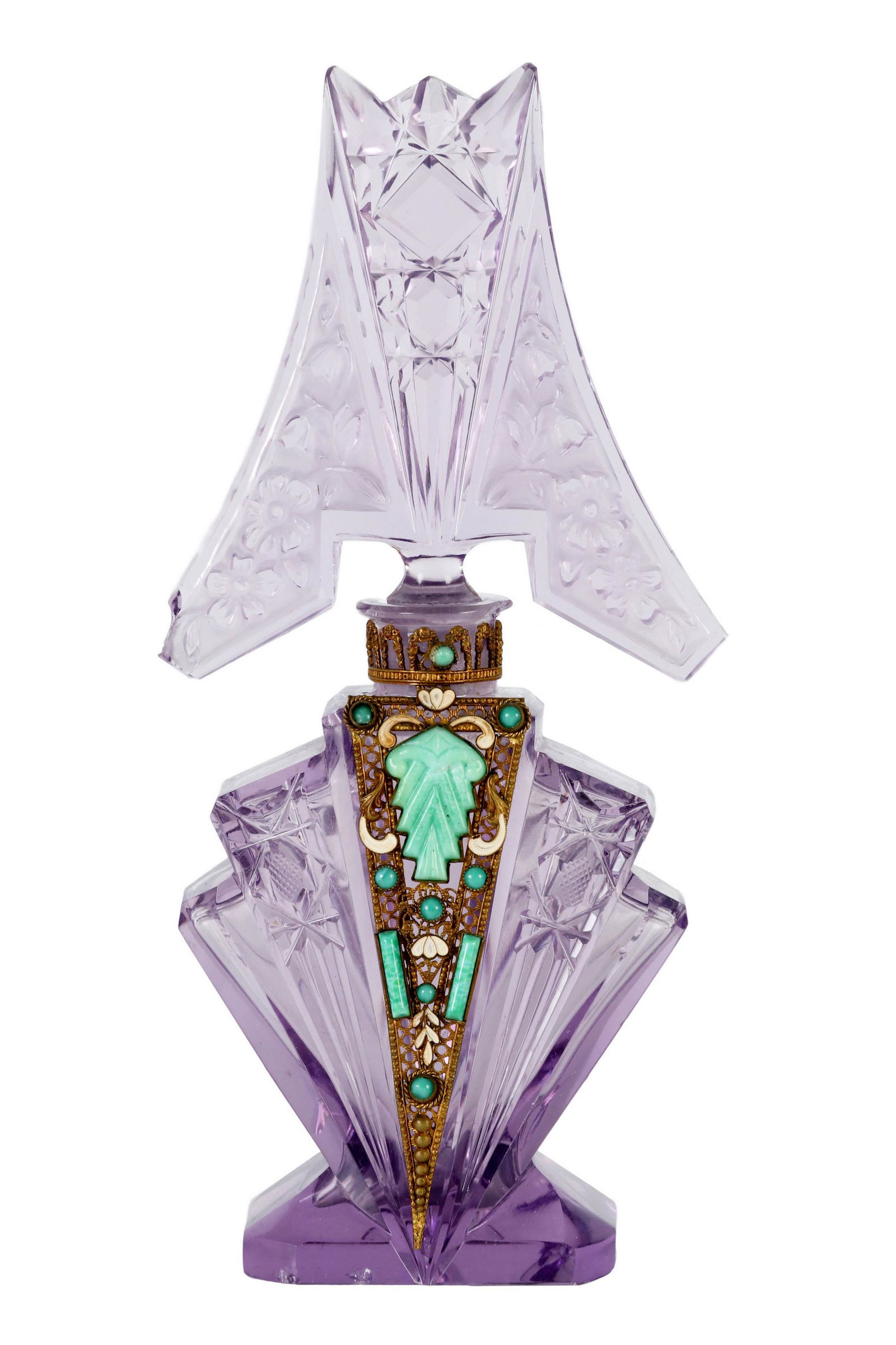 Czech Bejeweled Amethyst Crystal Perfume Bottle (1 of 5)