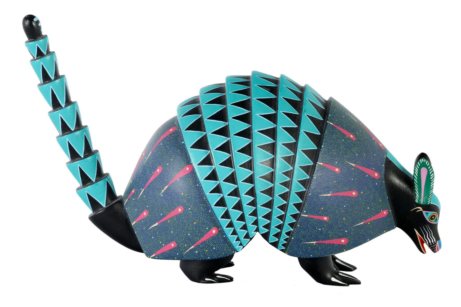 Oaxaca Mexican Folk Art Armadillo Wooden Sculpture (1 of 5)