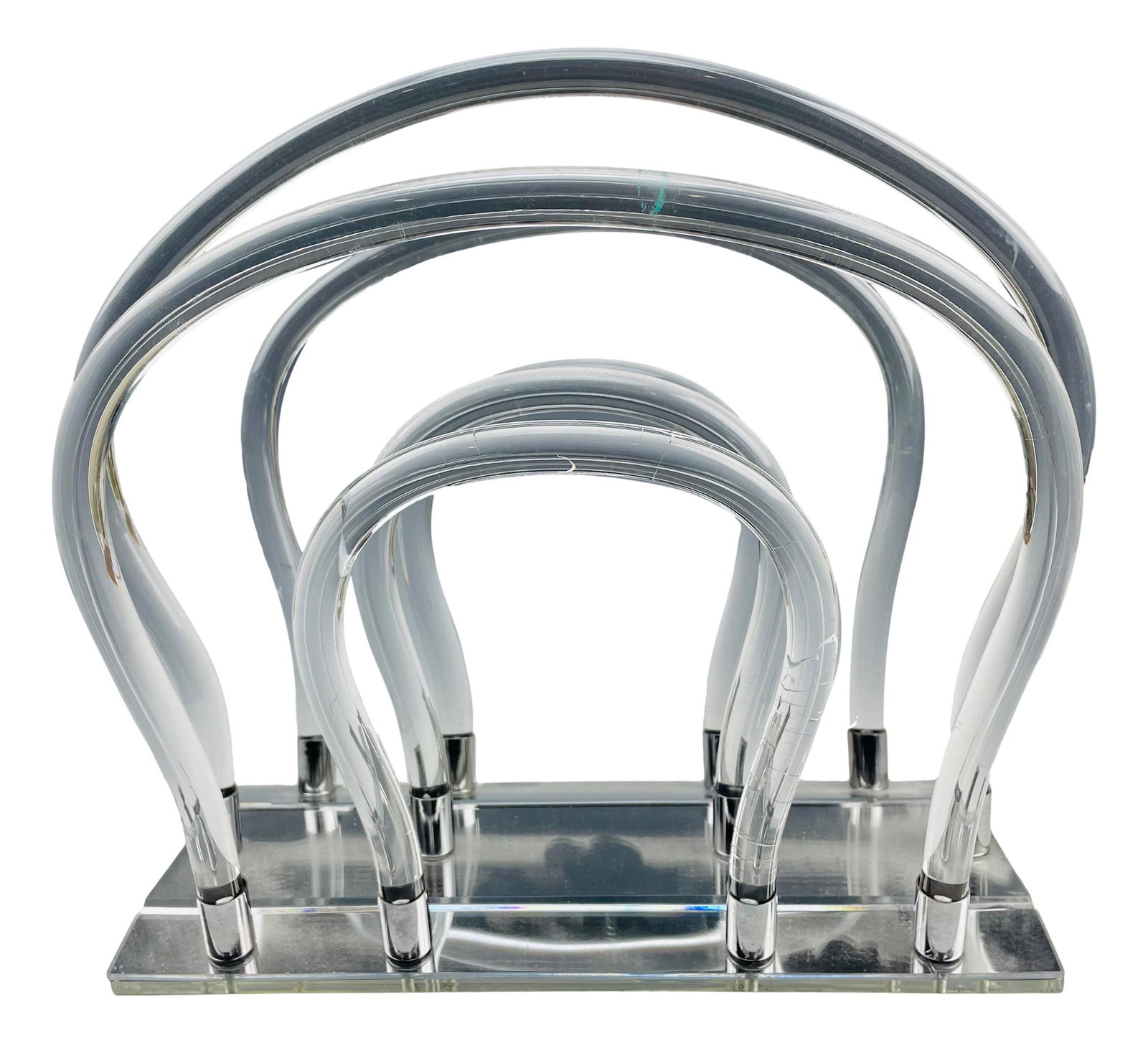 Dorothy Thorpe Lucite Chrome Magazine Rack Holder (1 of 4)