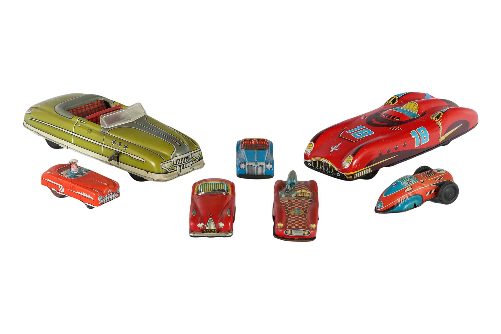 Tin Lithograph Tinplate Model Race Toy Car 7pc LOT (1 of 6)