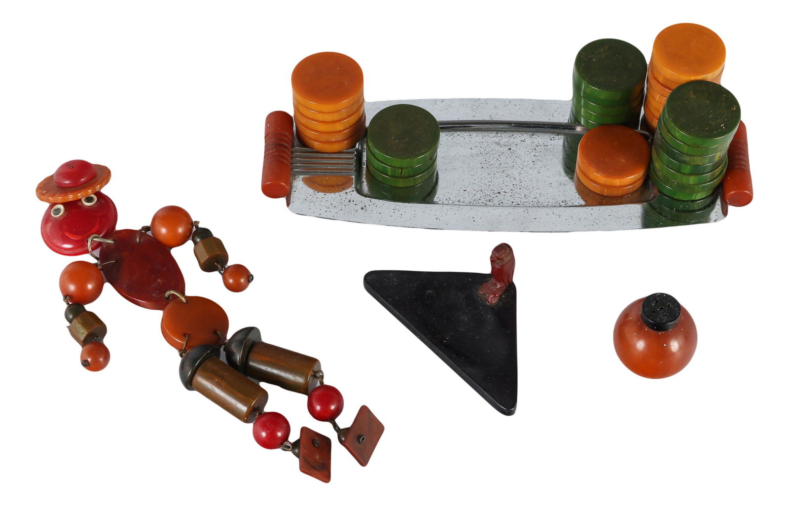 Bakelite Baby Toy Poker Chip Shaker Tray 5pc LOT (1 of 5)