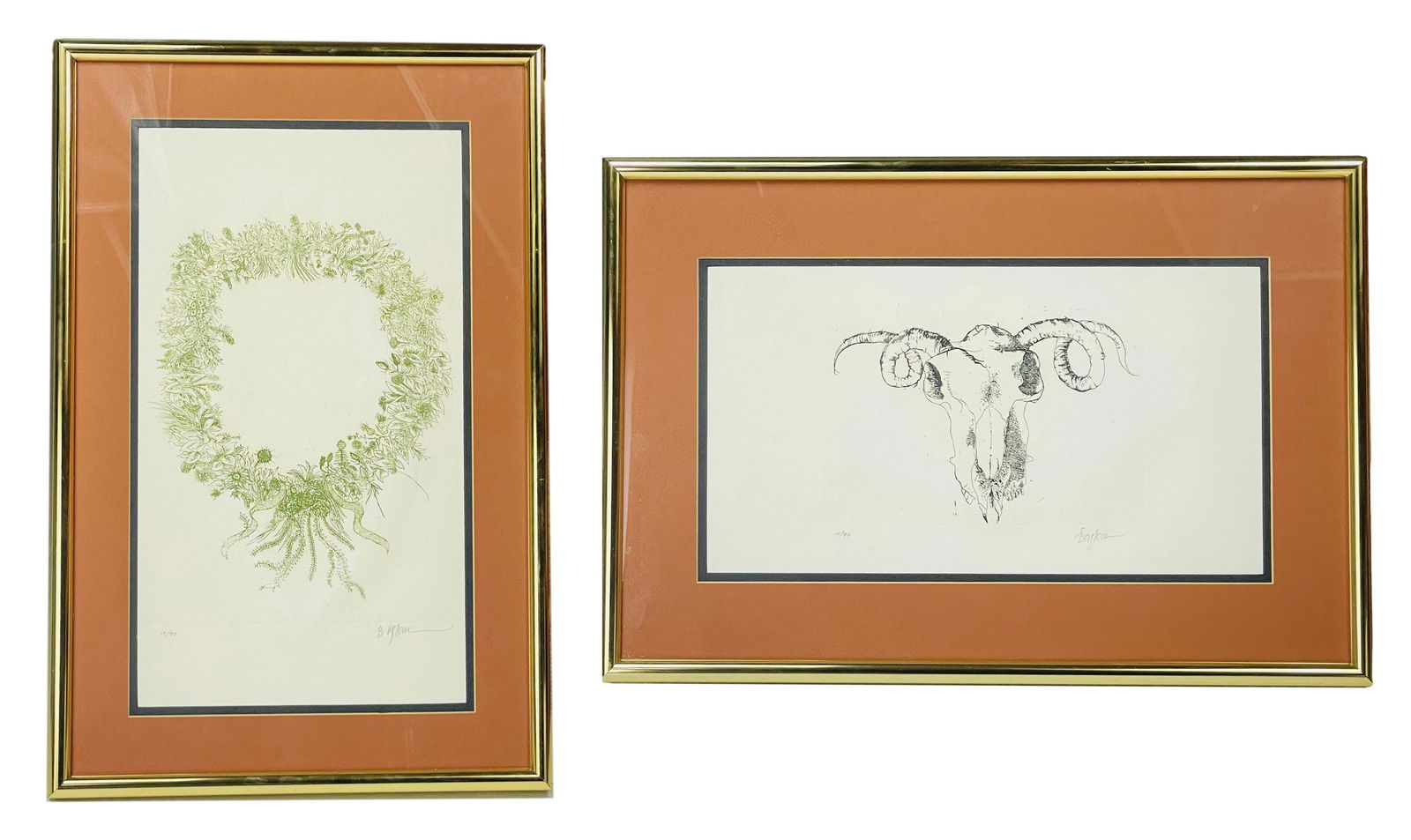 Leonard Baskin 1922-2000 LE Etching SIGNED 2pc LOT (1 of 11)