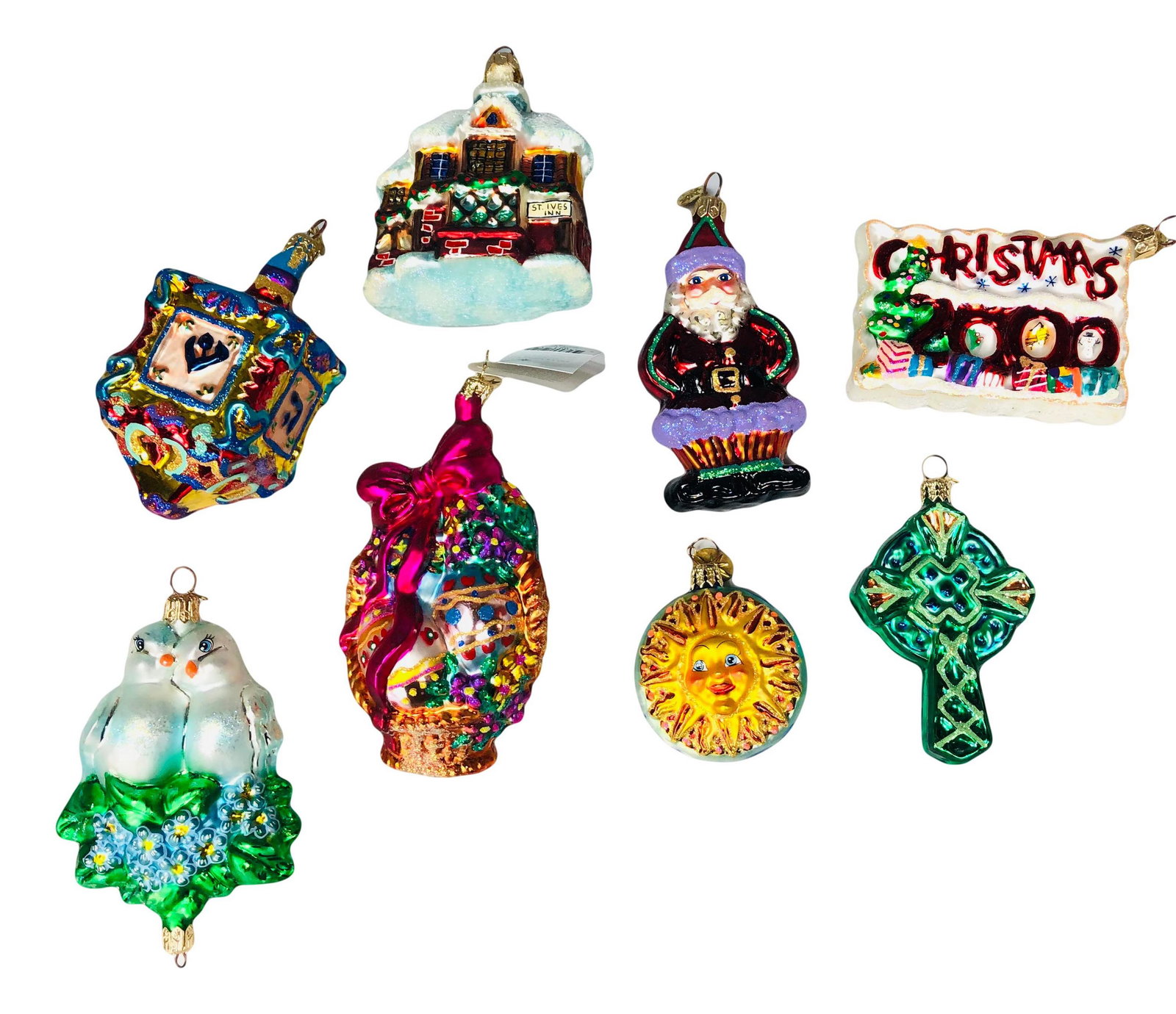 Christopher Radko Glass Christmas Ornament 8pc LOT: Hand crafted European art glass decorative Christmas tree ornaments by Christopher Radko ~ an American businessman and designer known for starting the eponymous Christmas ornaments business. Called th