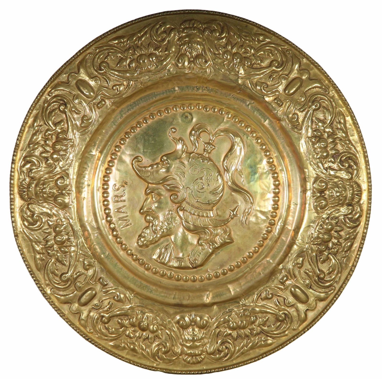 Mars Polished Brass Repousse Portrait Wall Plaque (1 of 3)