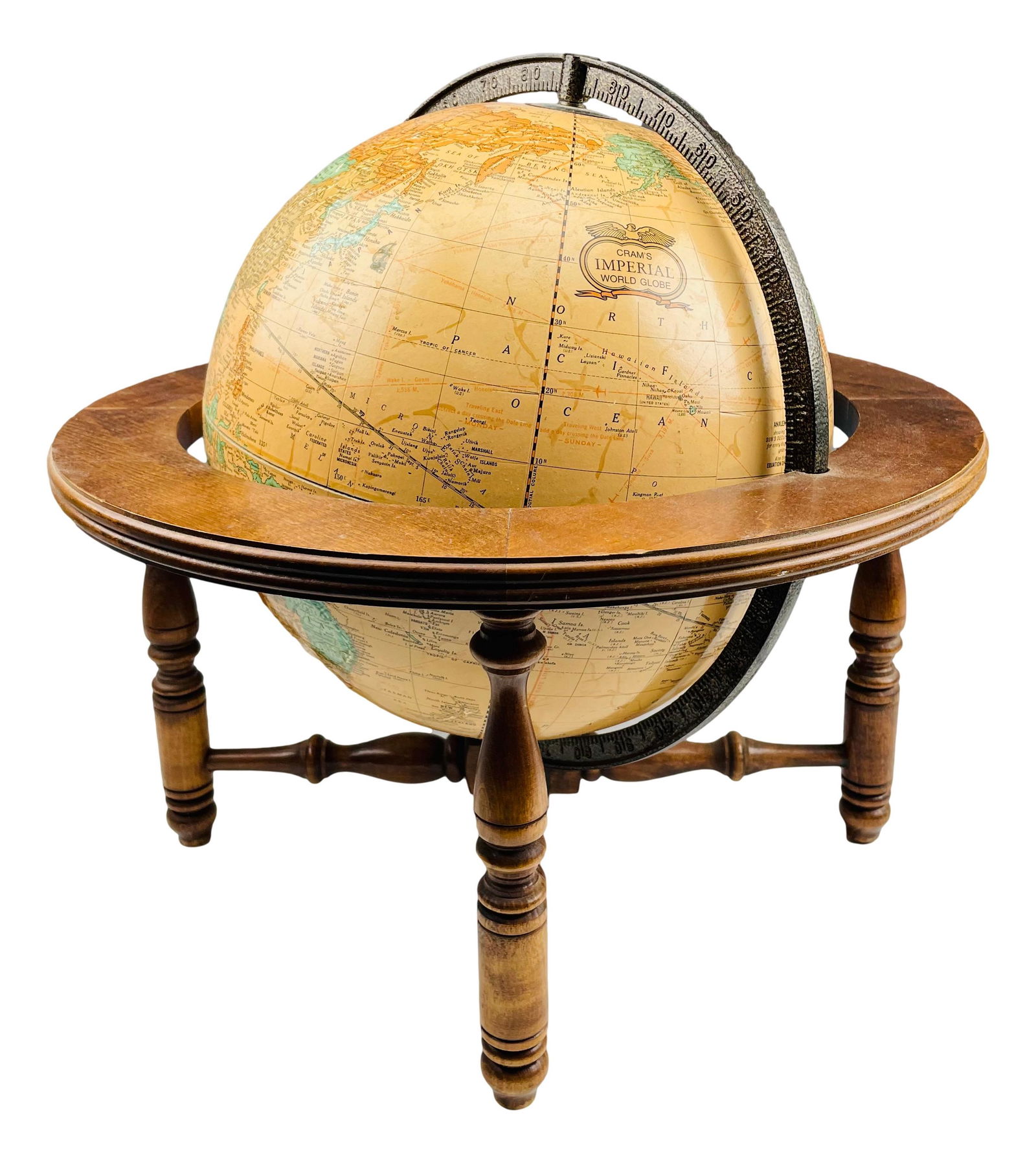 Vintage 17" Crams Imperial Globe On Wooden Stand (1 of 5)