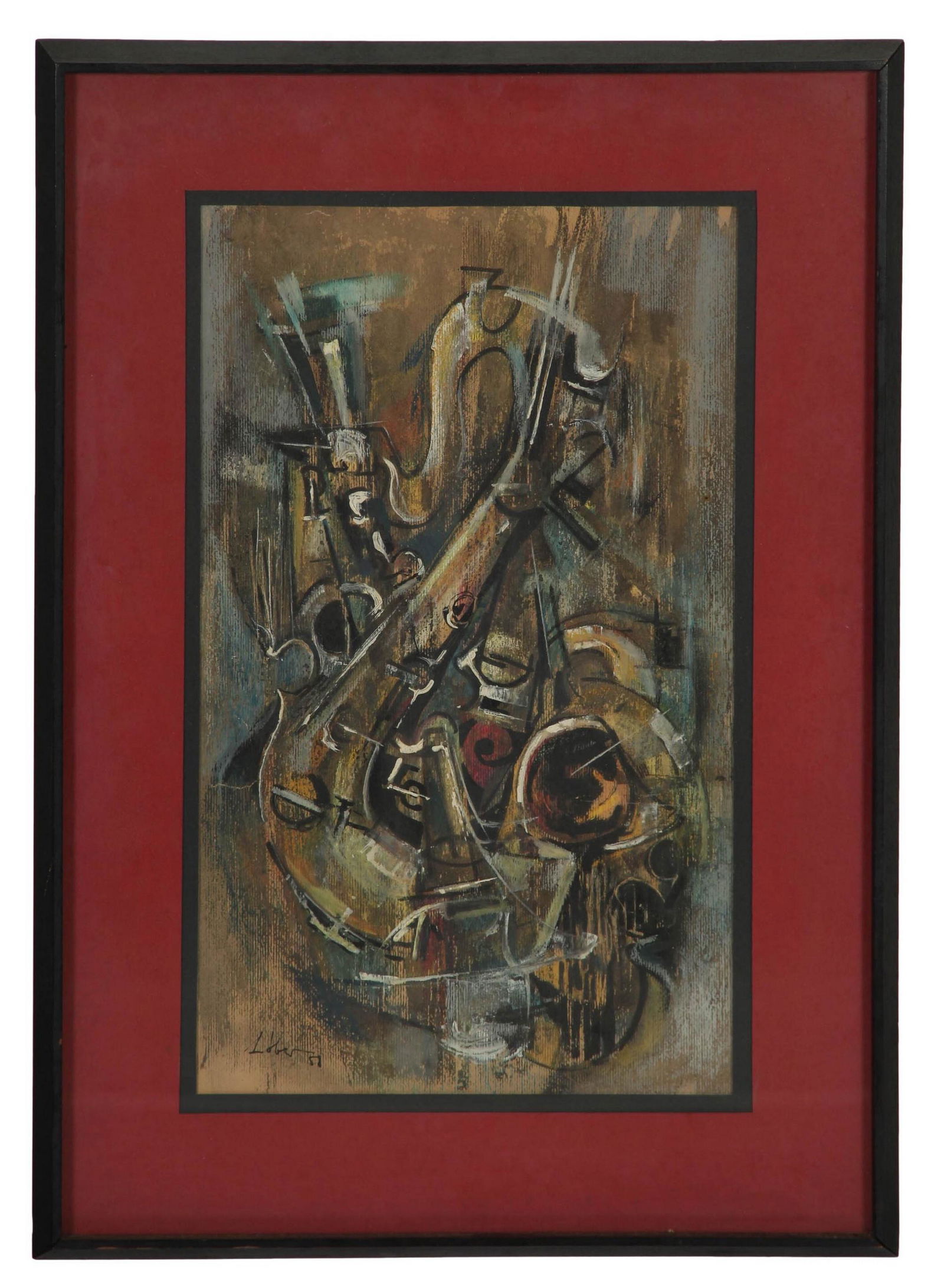 Mystery Artist 20C Jazz Cafe Mixed Media Painting (1 of 4)