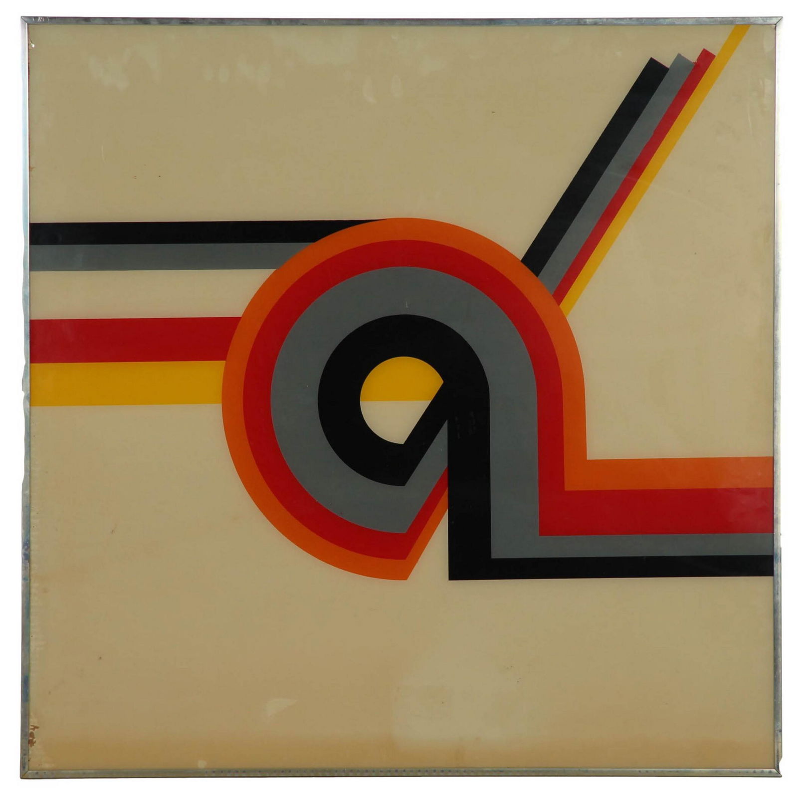 Mid Century Modern Color Silkscreen Print On Glass (1 of 3)