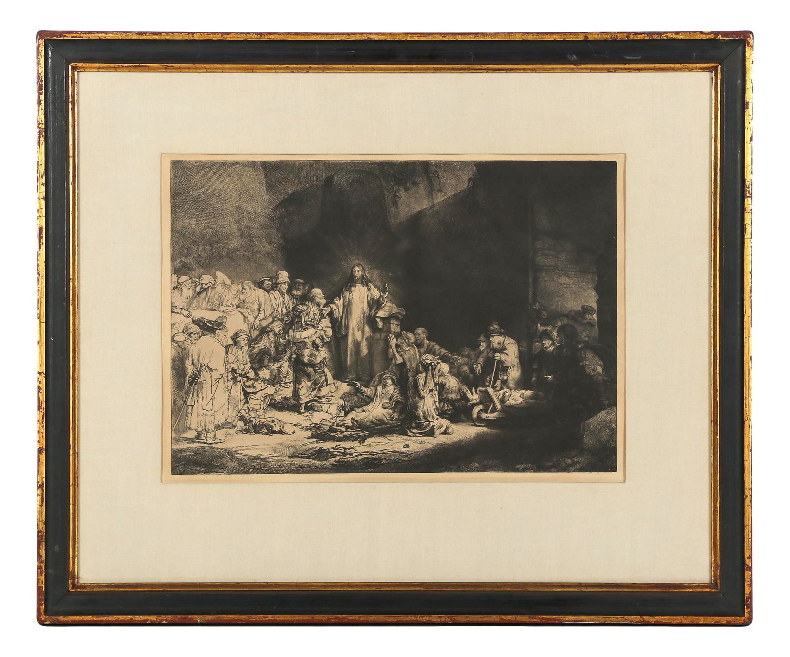 Antique Etching Jesus Healing Sick after Rembrandt (1 of 3)