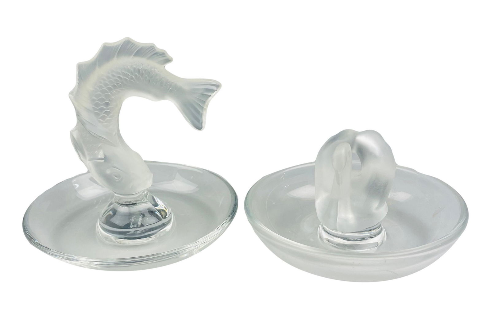 Lalique French Glass Goujon Cygne Pin Dish 2pc LOT (1 of 5)
